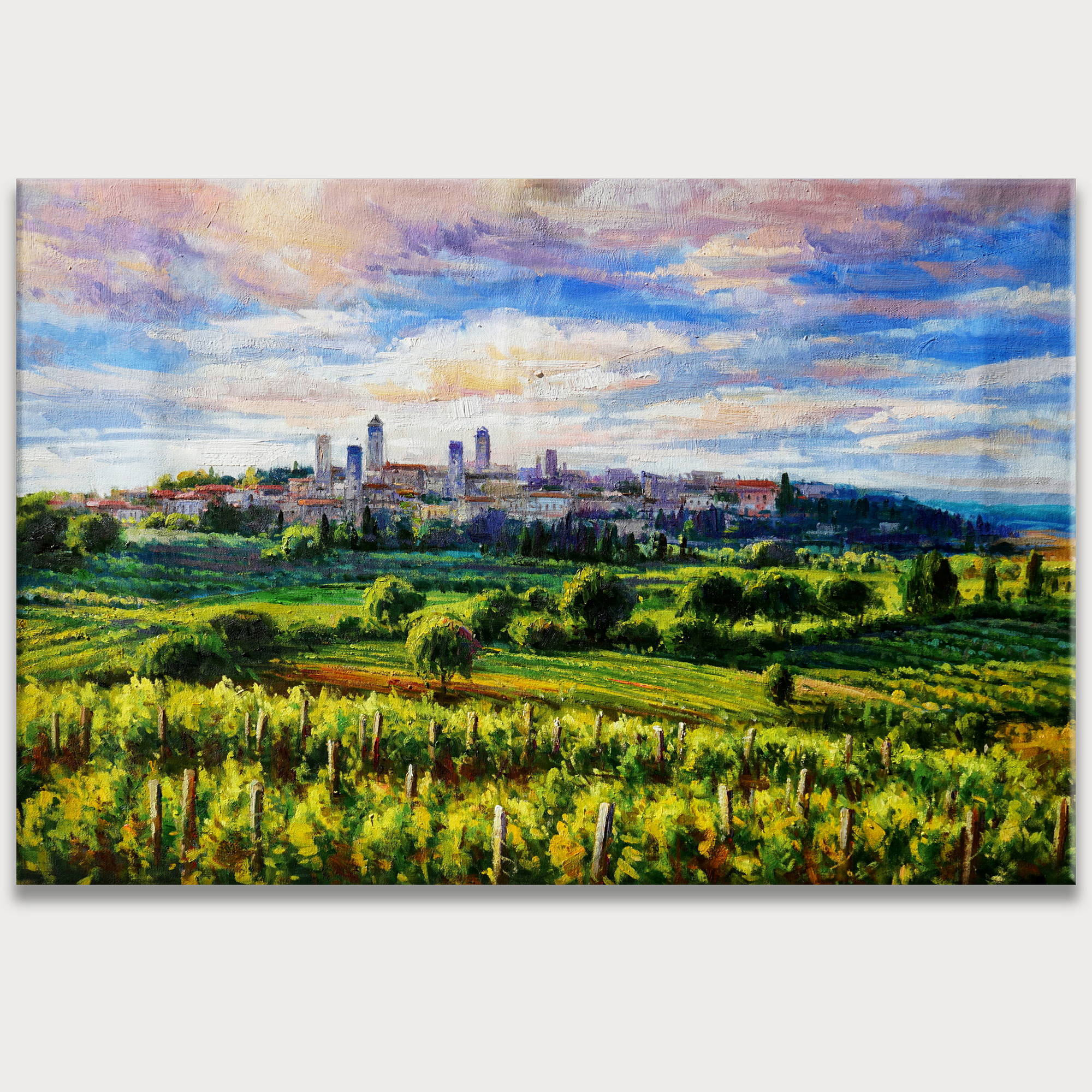 Hand painted Tuscany San Gimignano 75x115cm