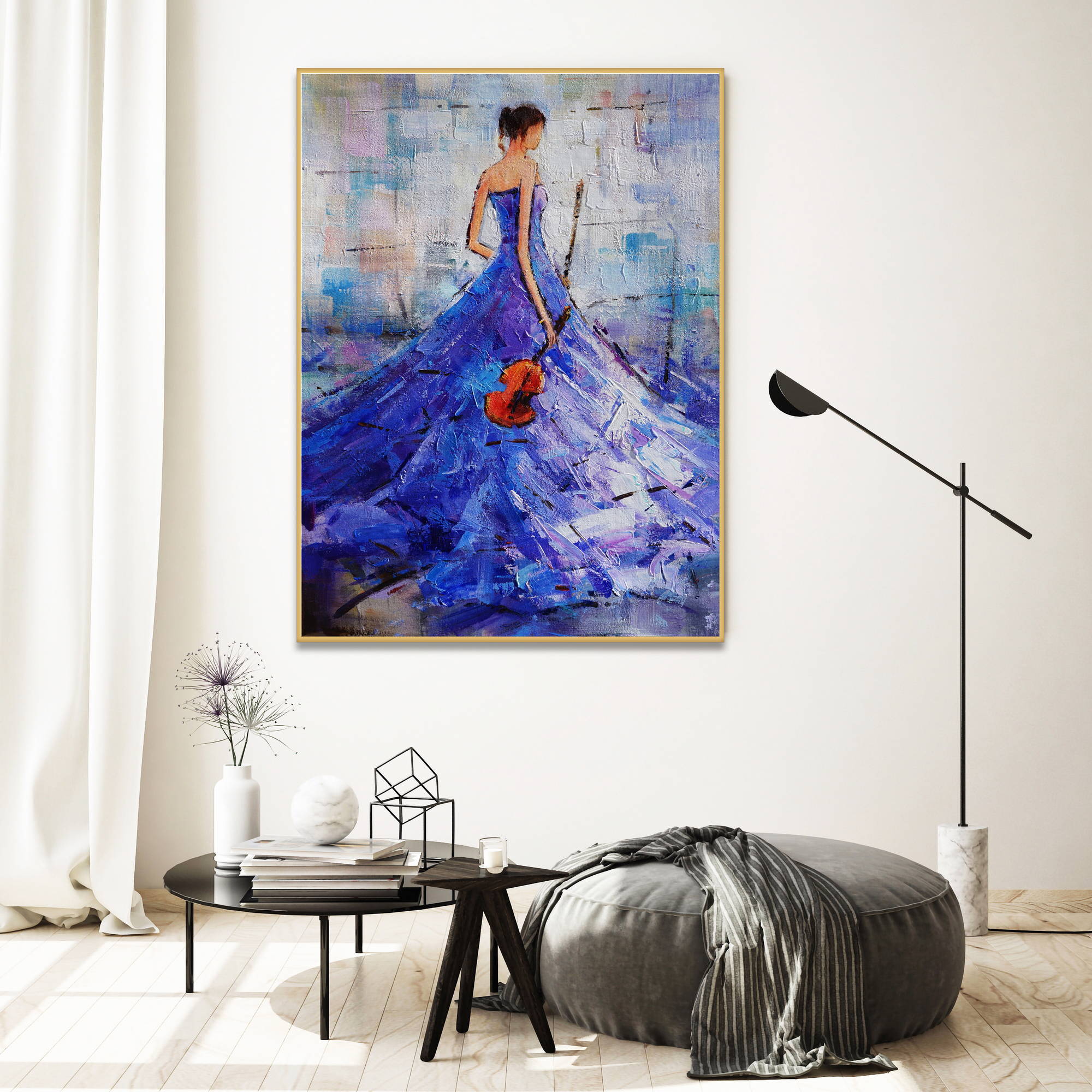 Hand painted Modern Art Lady with violin 80x120cm