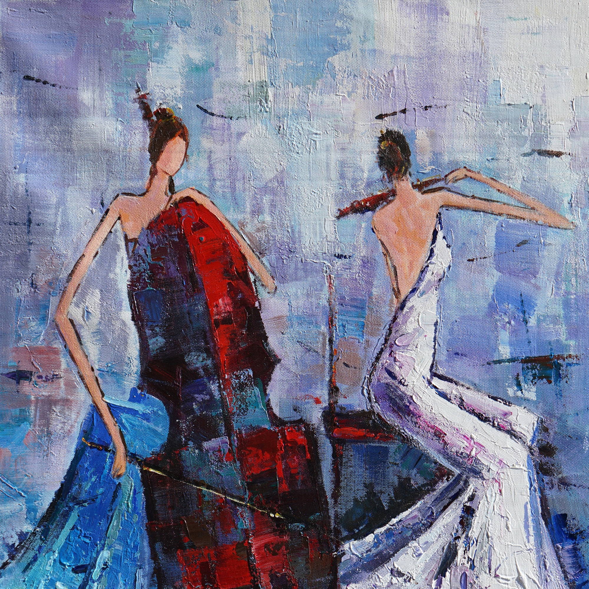 Danse abstraite d'art moderne peinte à la main 80x120cm