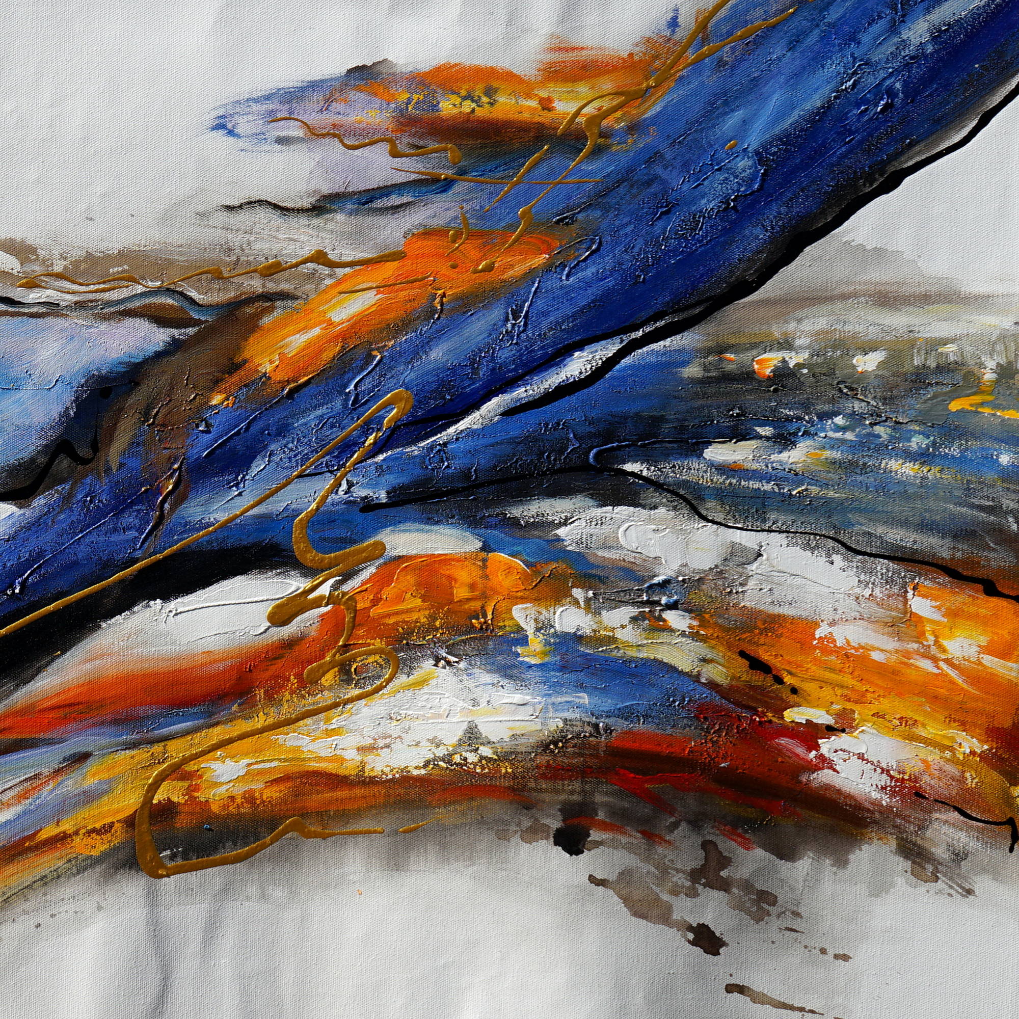 Aurore boréale abstraite peinte à la main 90x180cm