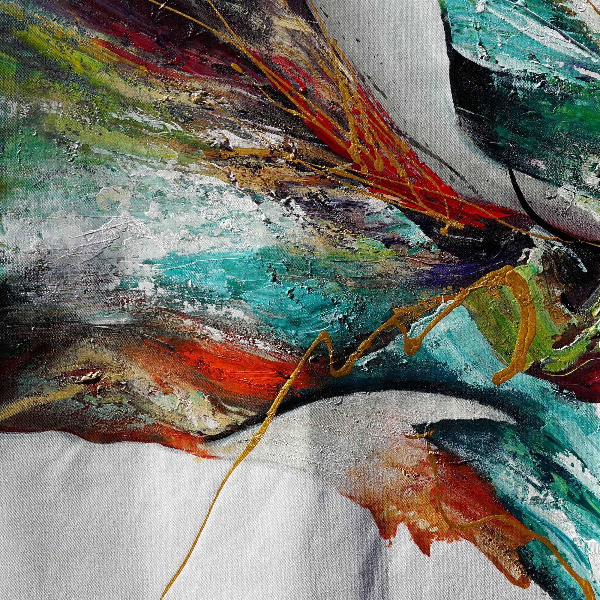 Aurore boréale abstraite peinte à la main 90x180cm