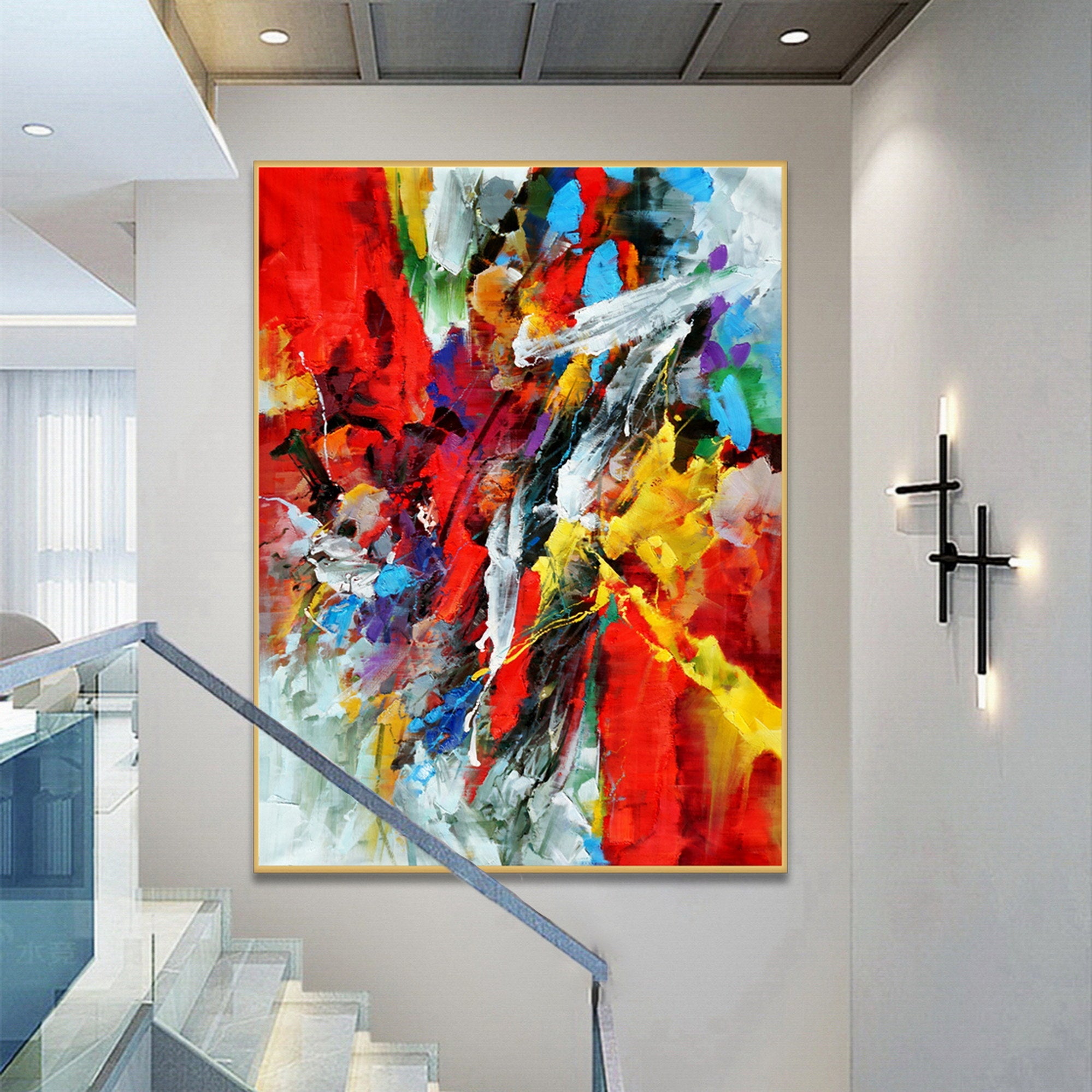 Hand painted Abstract Bright colors 150x200cm