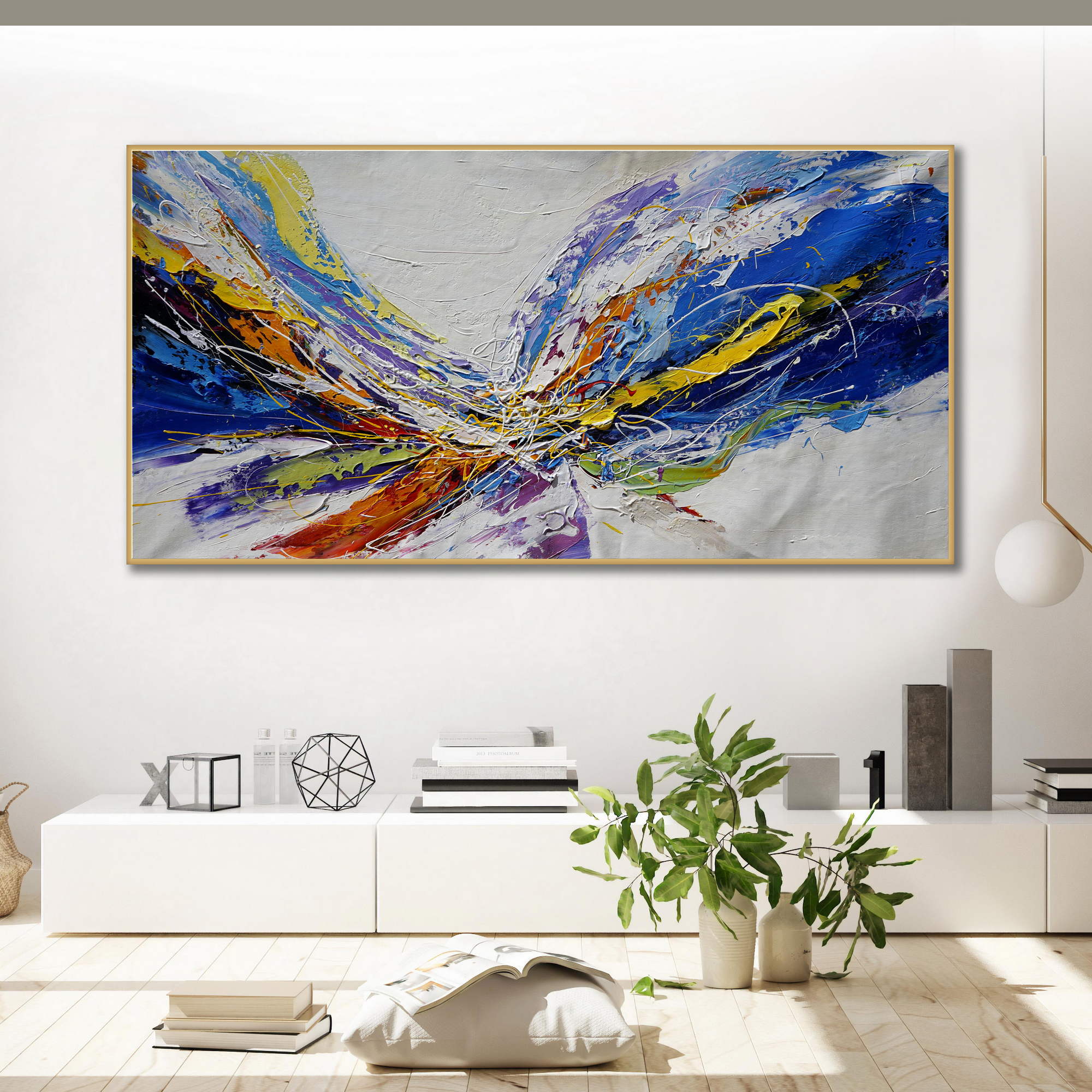 Hand painted Abstract Explosion of Colors 100x200cm