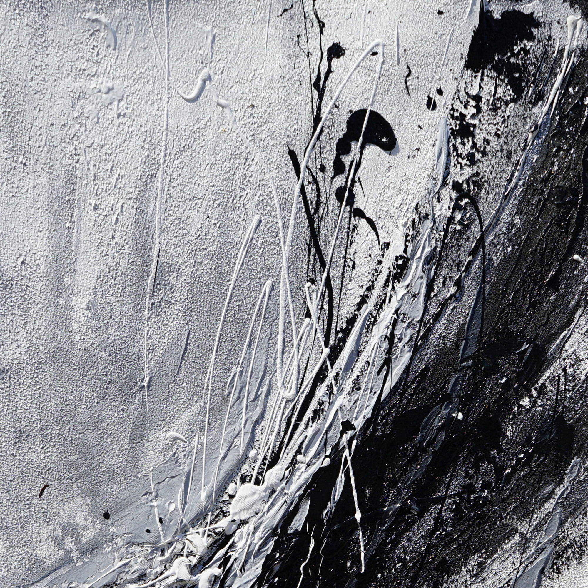 Abstrait peint à la main en noir et blanc 80x120cm