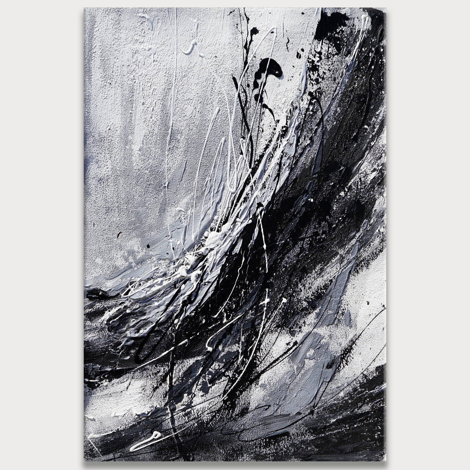Hand painted Abstract in Black and White 80x120cm
