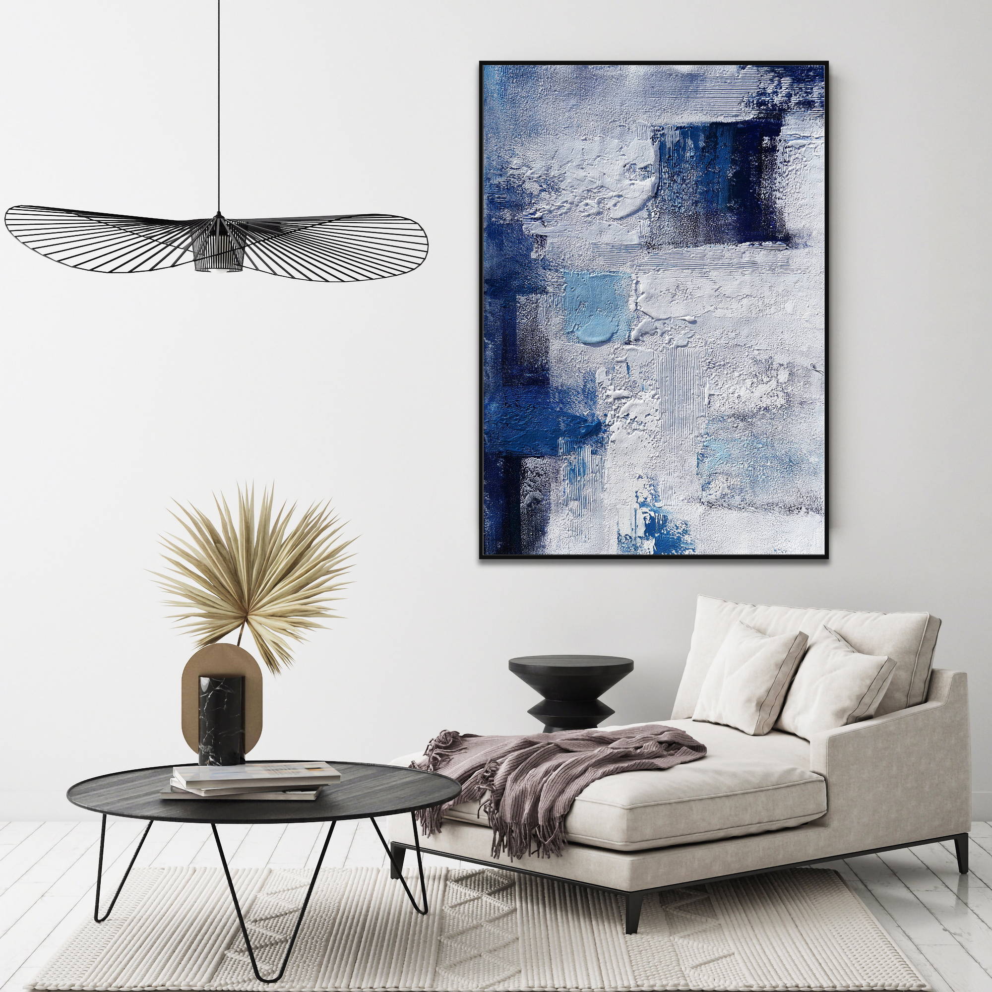 Hand painted Abstract in Blue 80x120cm
