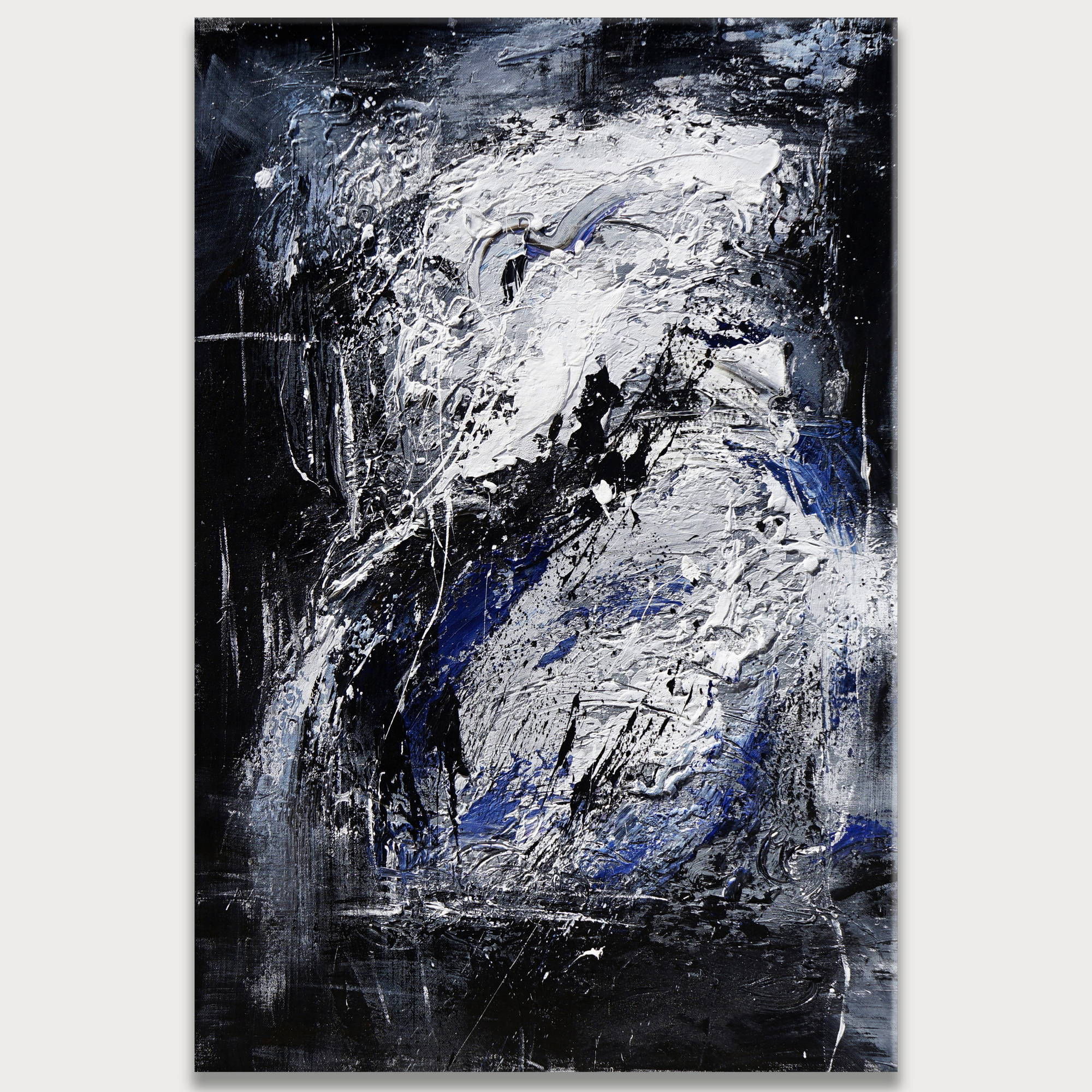 Hand painted Abstract in Blue and White 80x120cm