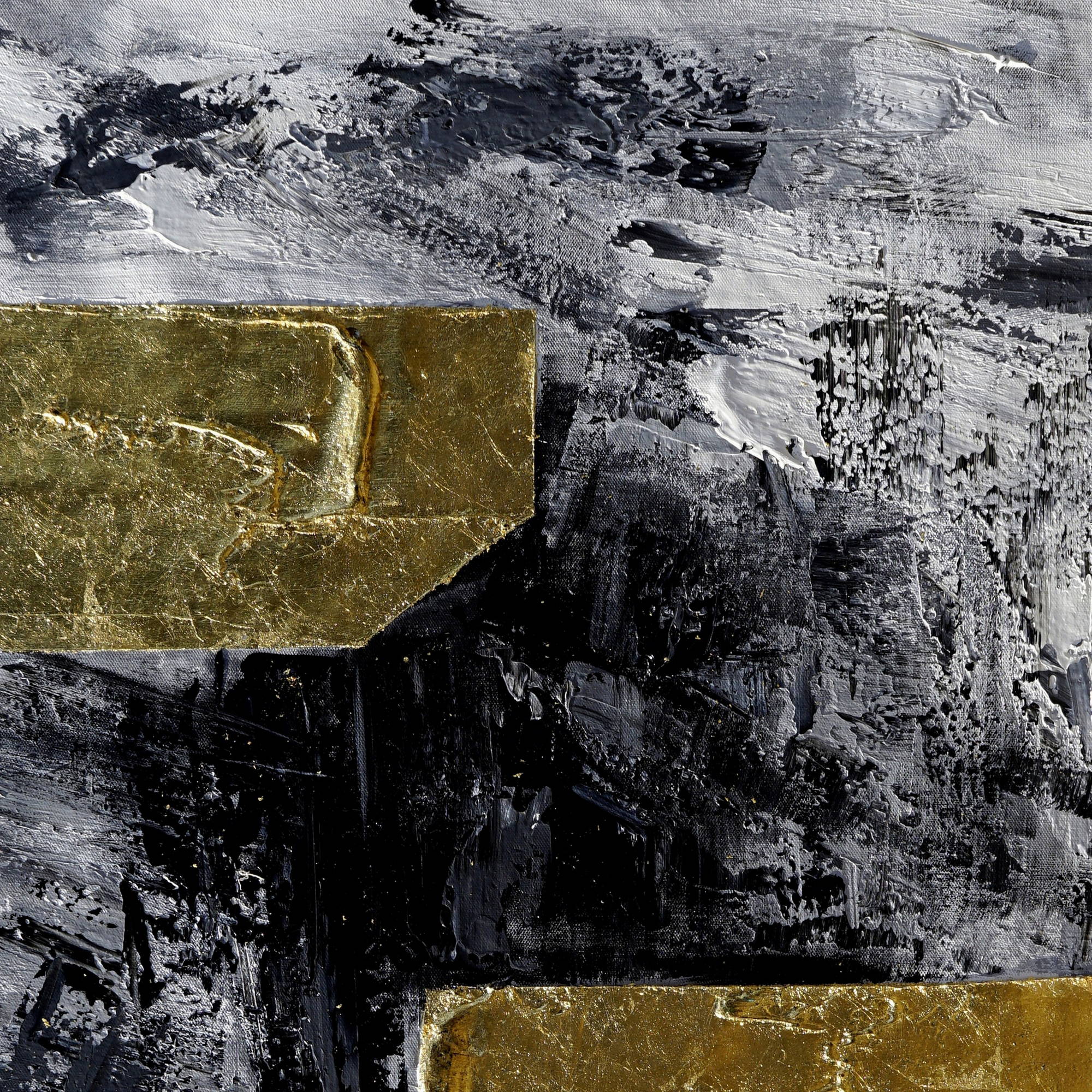 Hand painted Abstract in Black and Gold 80x120cm