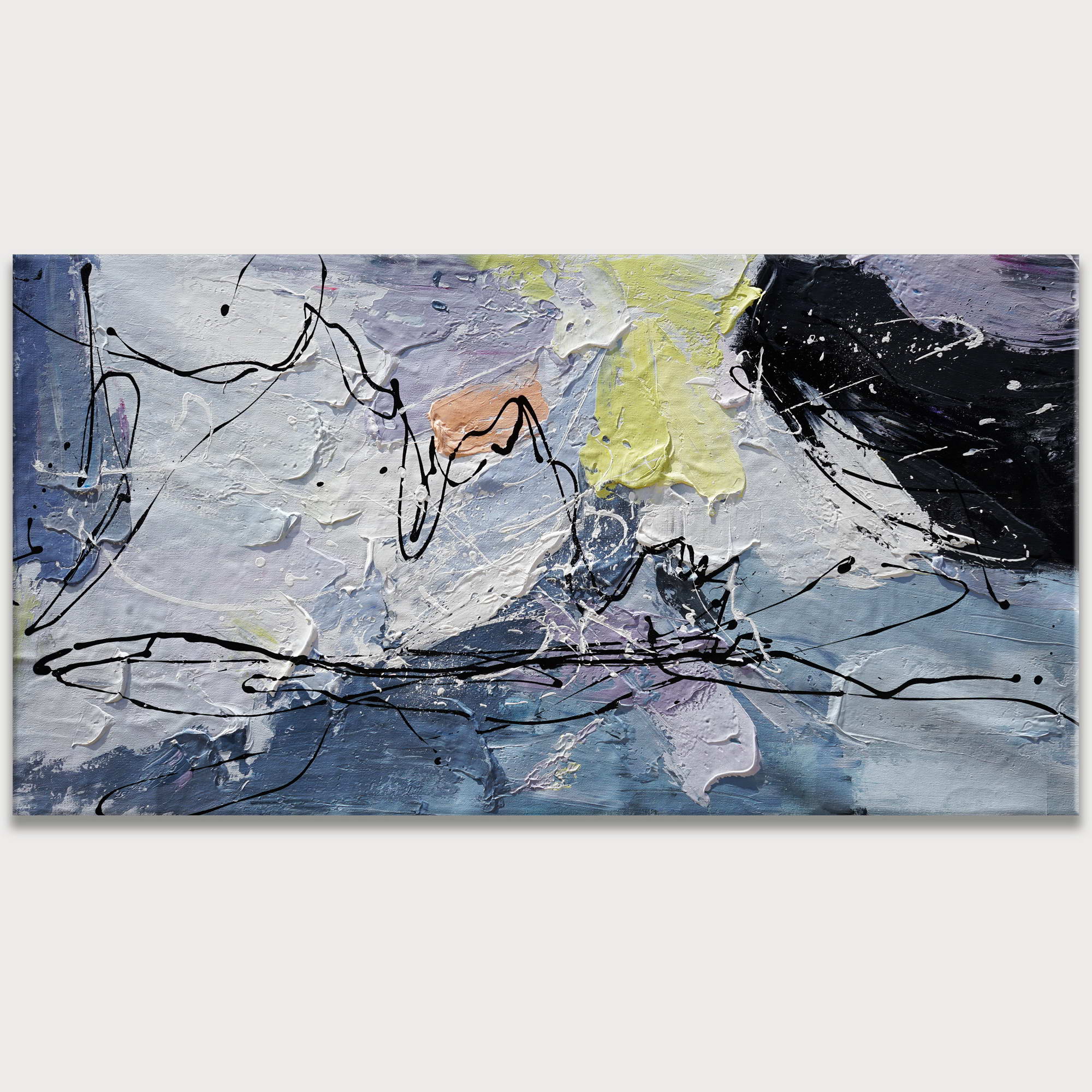 Abstrait informel peint à la main 75x150cm