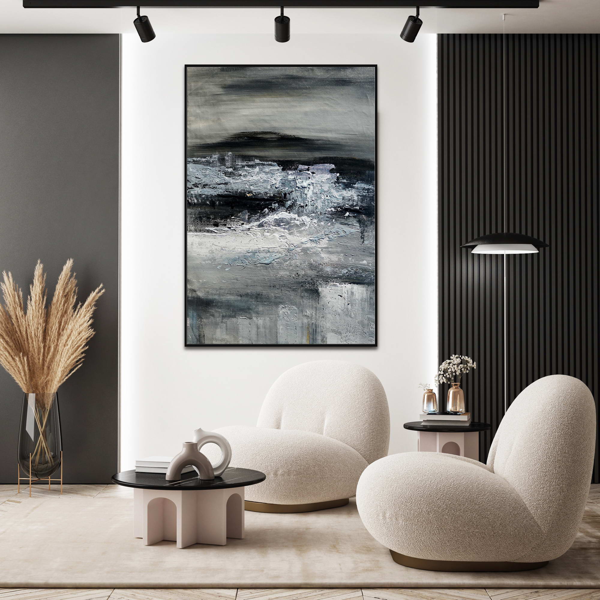 Hand painted Abstract Stormy Sea 100x150cm
