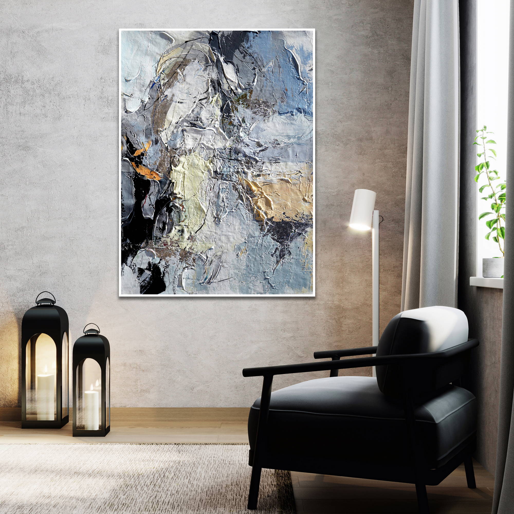 Hand painted Abstract Material 80x120cm