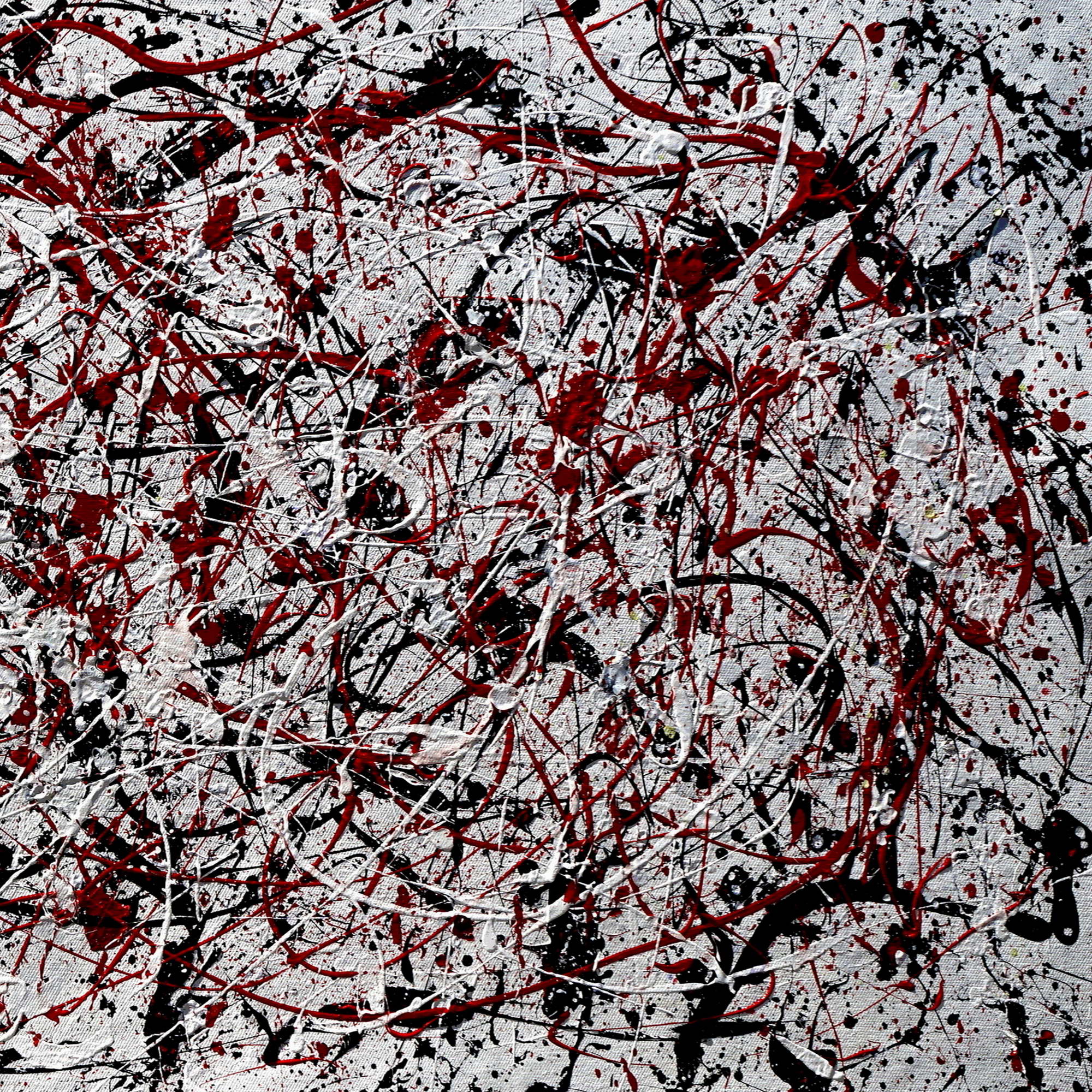 Style Pollock abstrait rouge et noir peint à la main 75x150cm