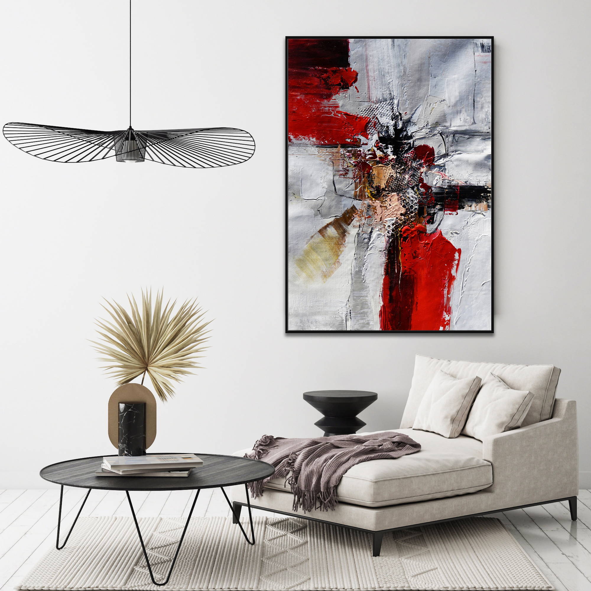 Hand painted Abstract Passion Red 80x120cm