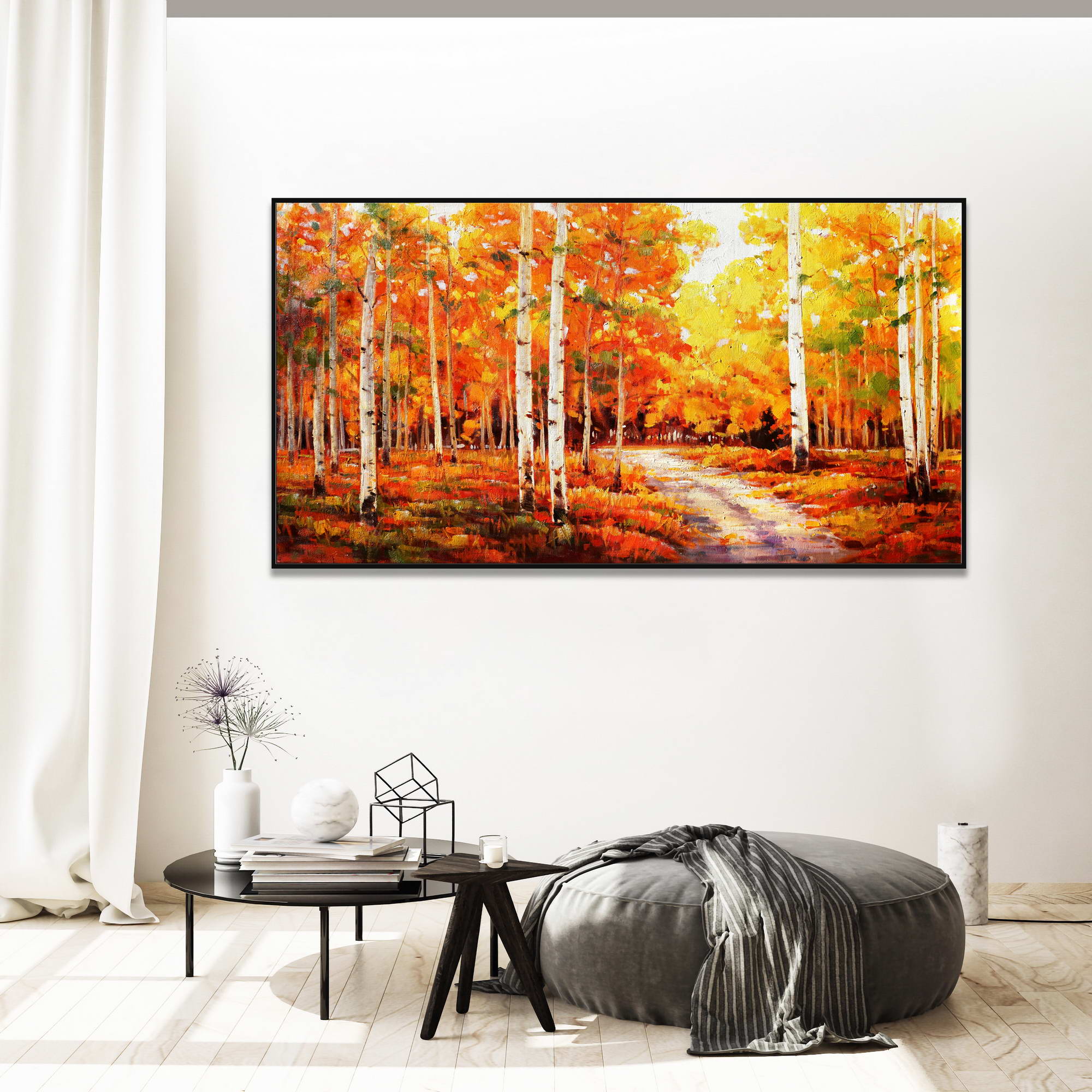 Forêt d'automne peinte à la main 75x150cm
