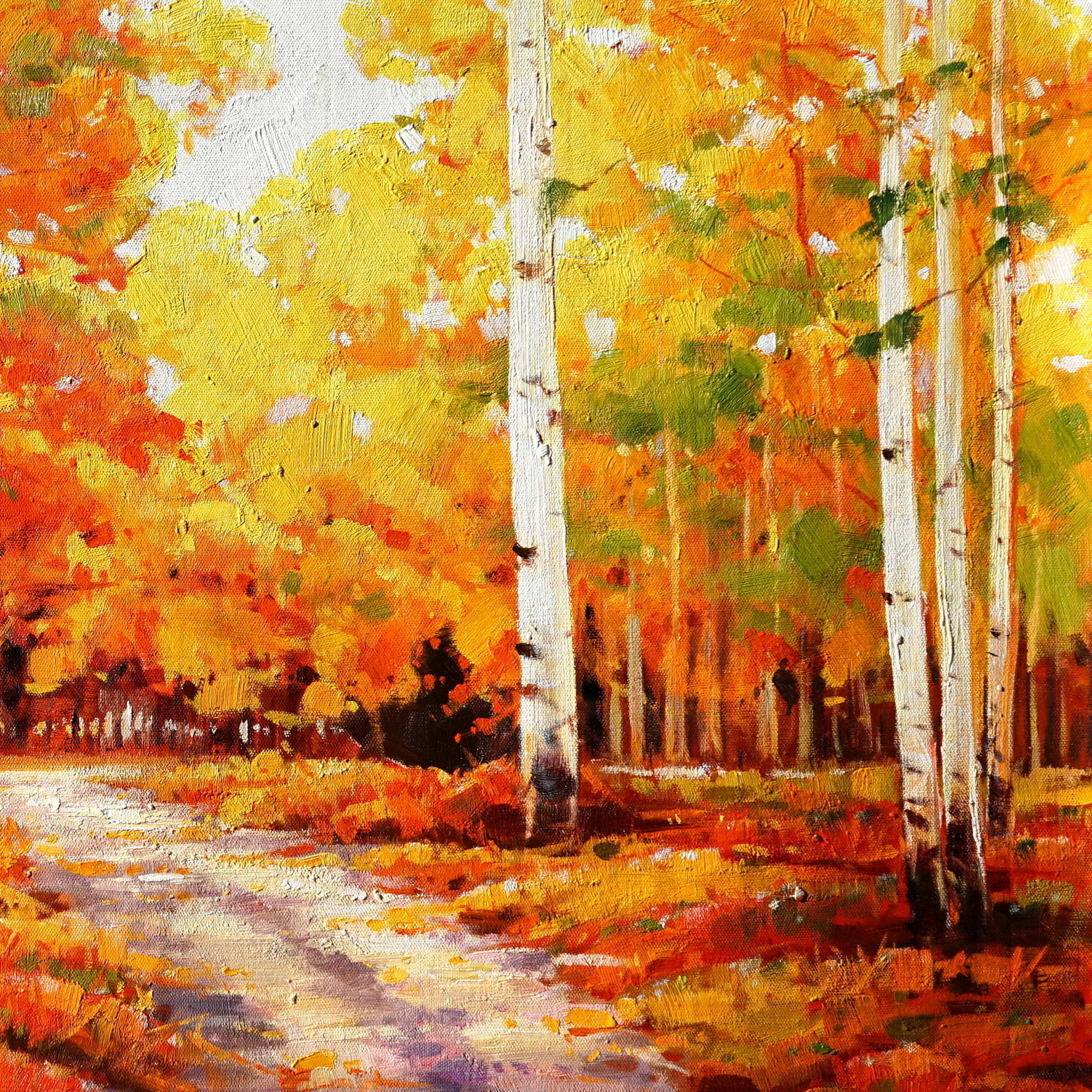 Forêt d'automne peinte à la main 75x150cm
