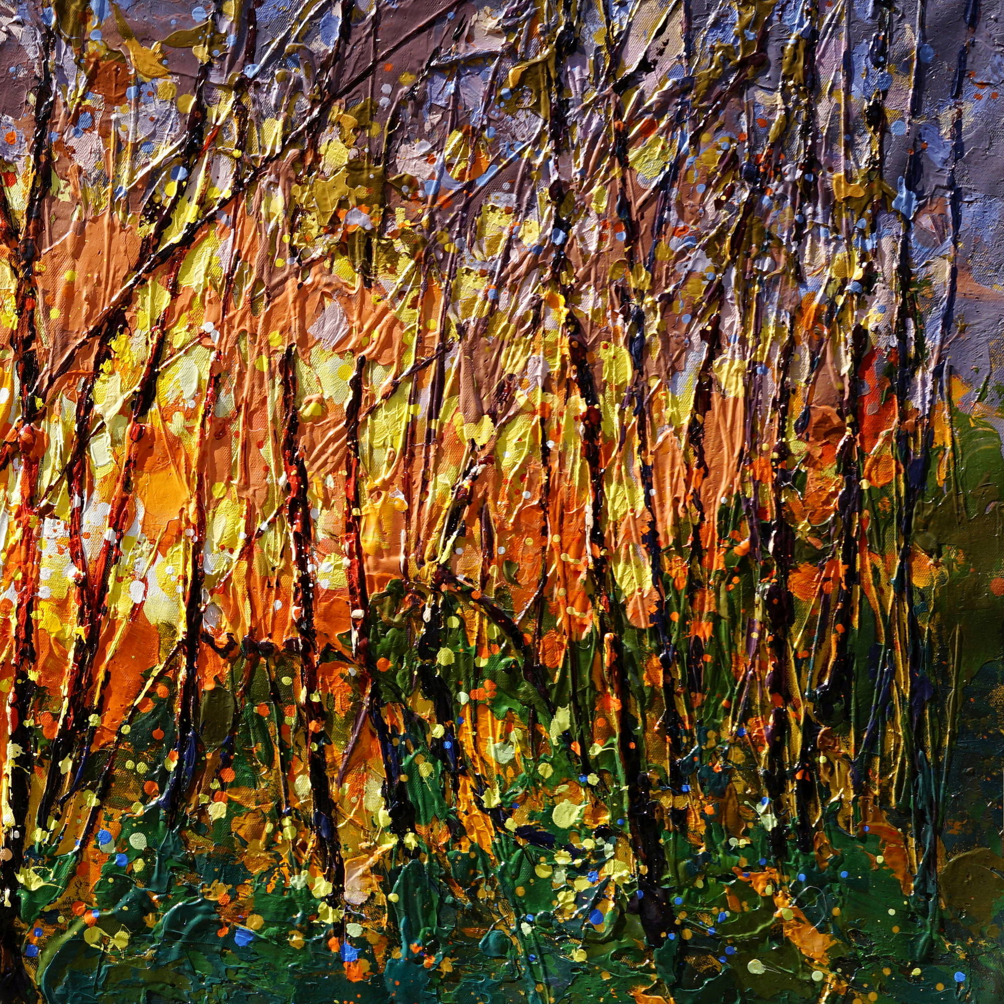 Hand painted Abstract Autumn Forest 90x180cm