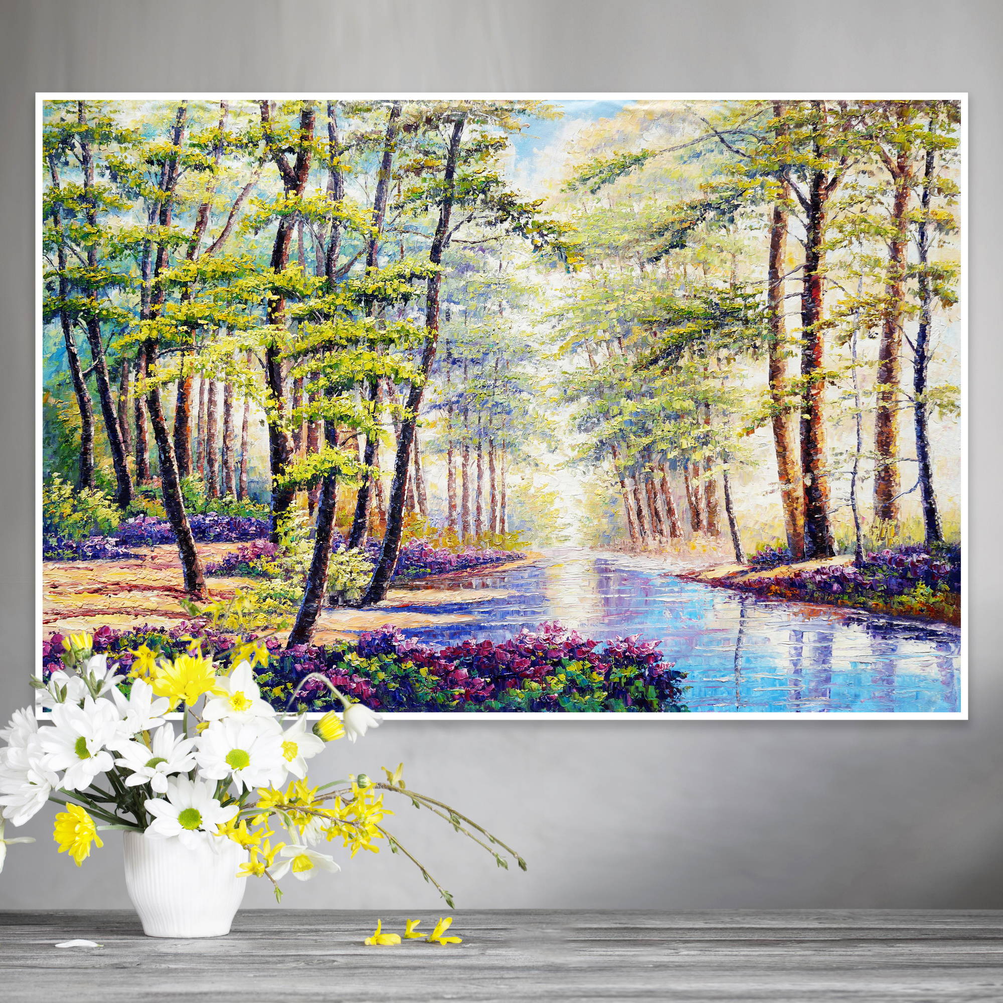 Hand painted Enchanted Forest with Stream 80x120cm