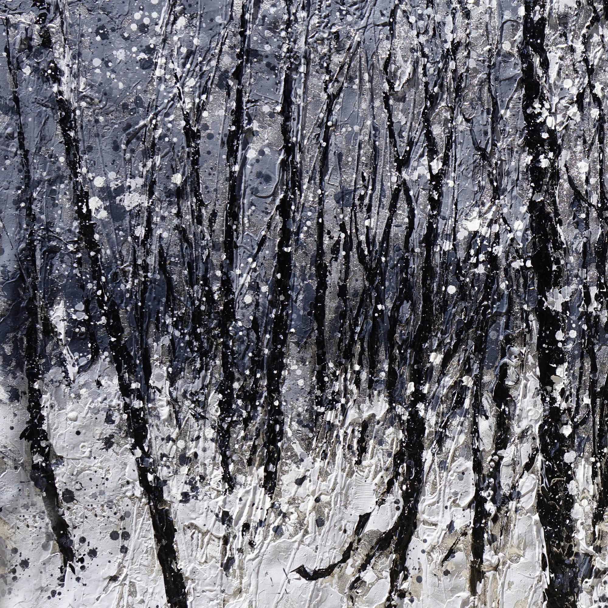 Hand painted Abstract Winter Forest 90x180cm