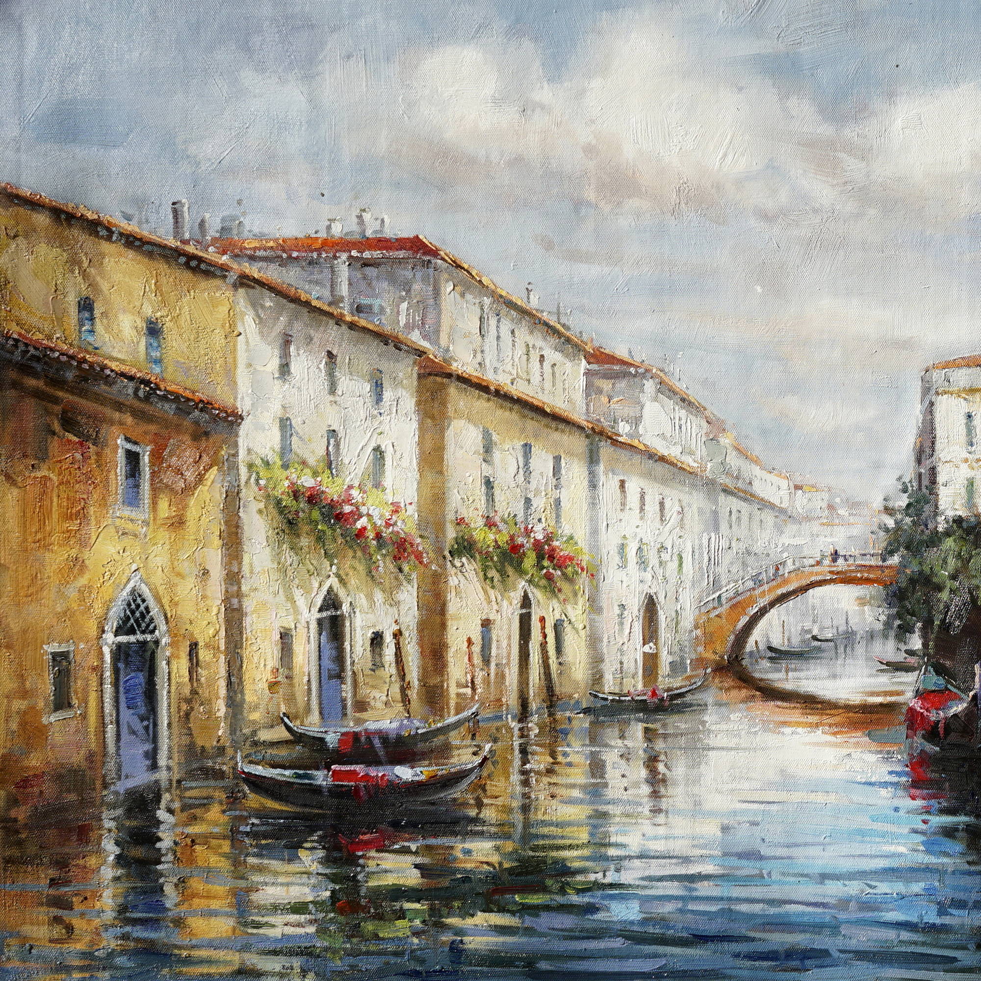 Gondoles du canal de Venise peintes à la main 90x180cm