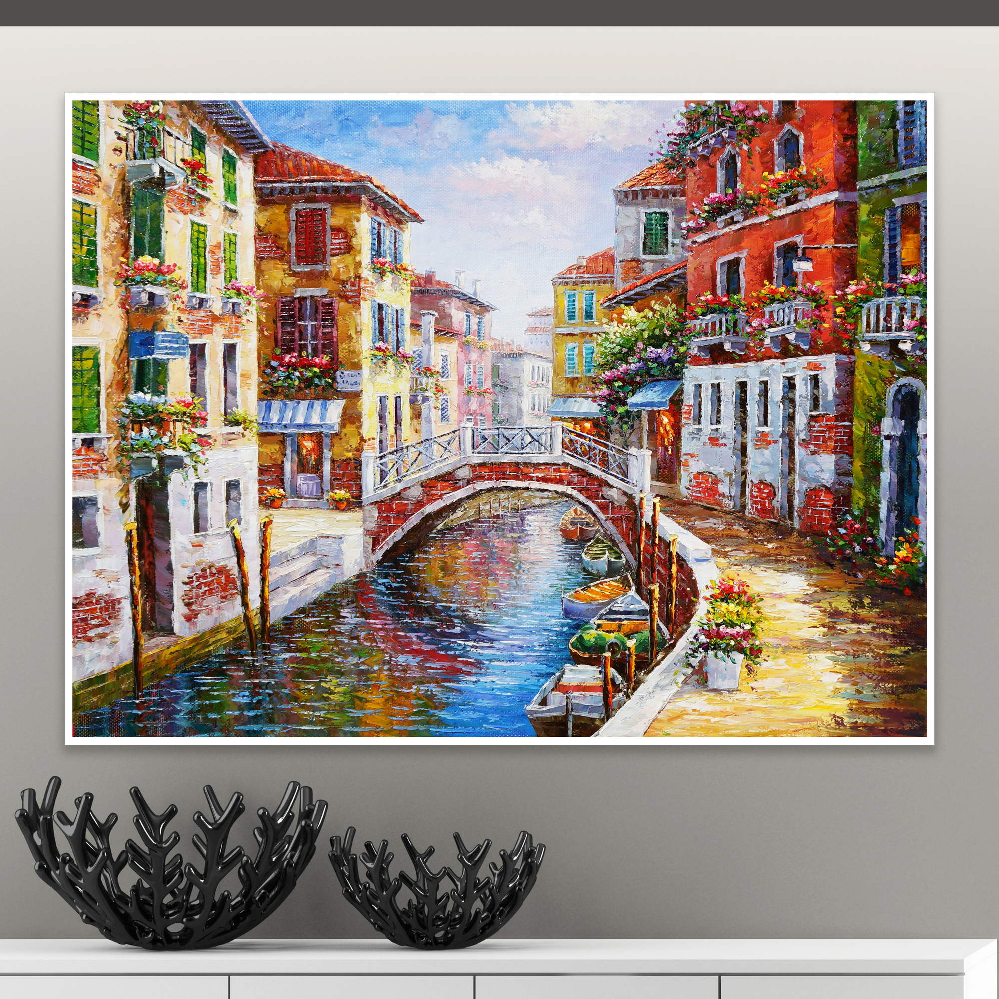 Canal vénitien peint à la main 75x100cm