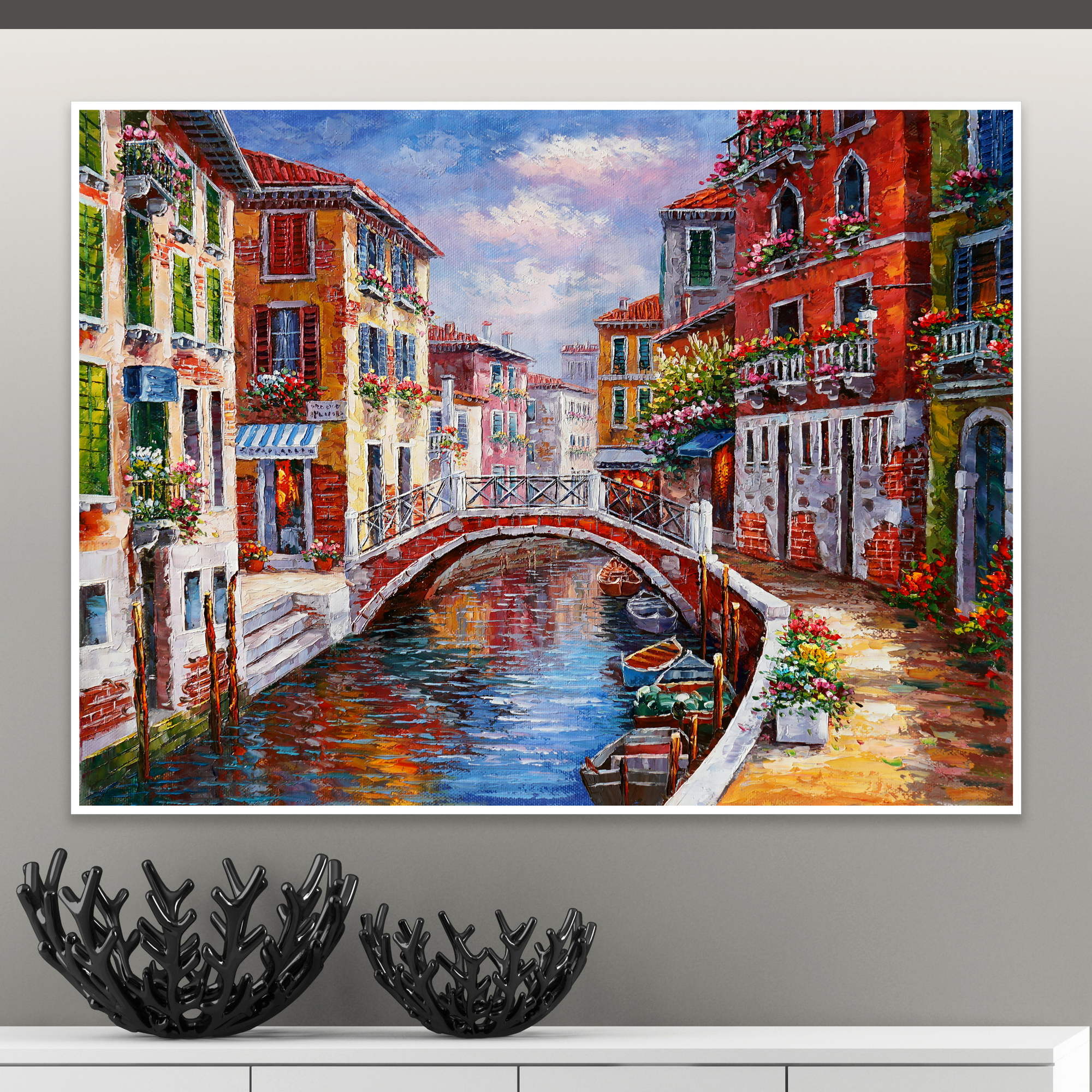 Dipinto a mano Canale Veneziano 75x100cm