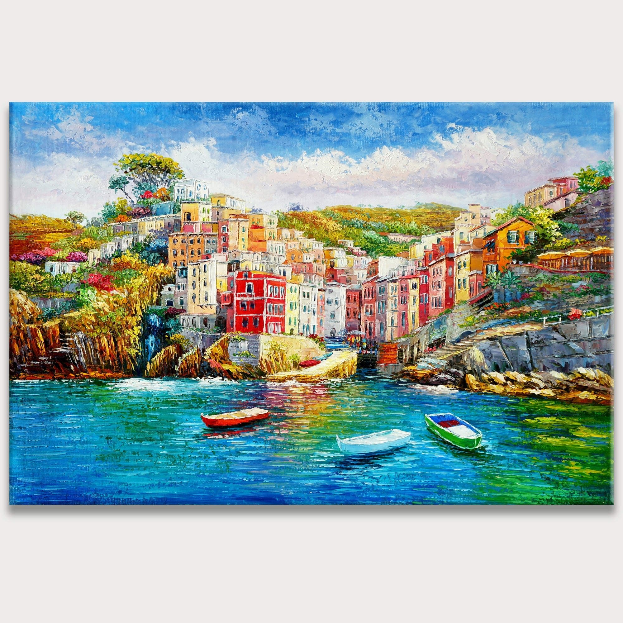 Cinque Terre Riomaggiore peinte à la main 60x90cm