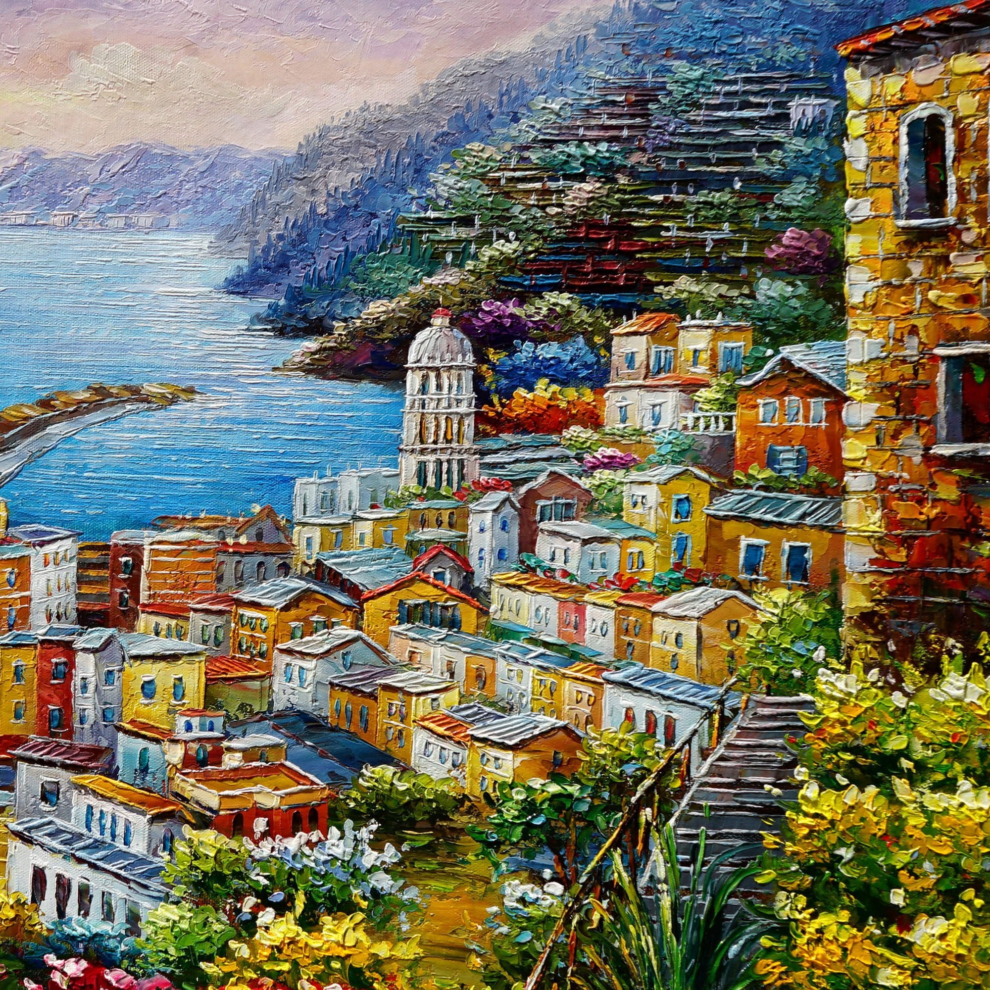 Cinque Terre Vernazza peinte à la main 60x90cm