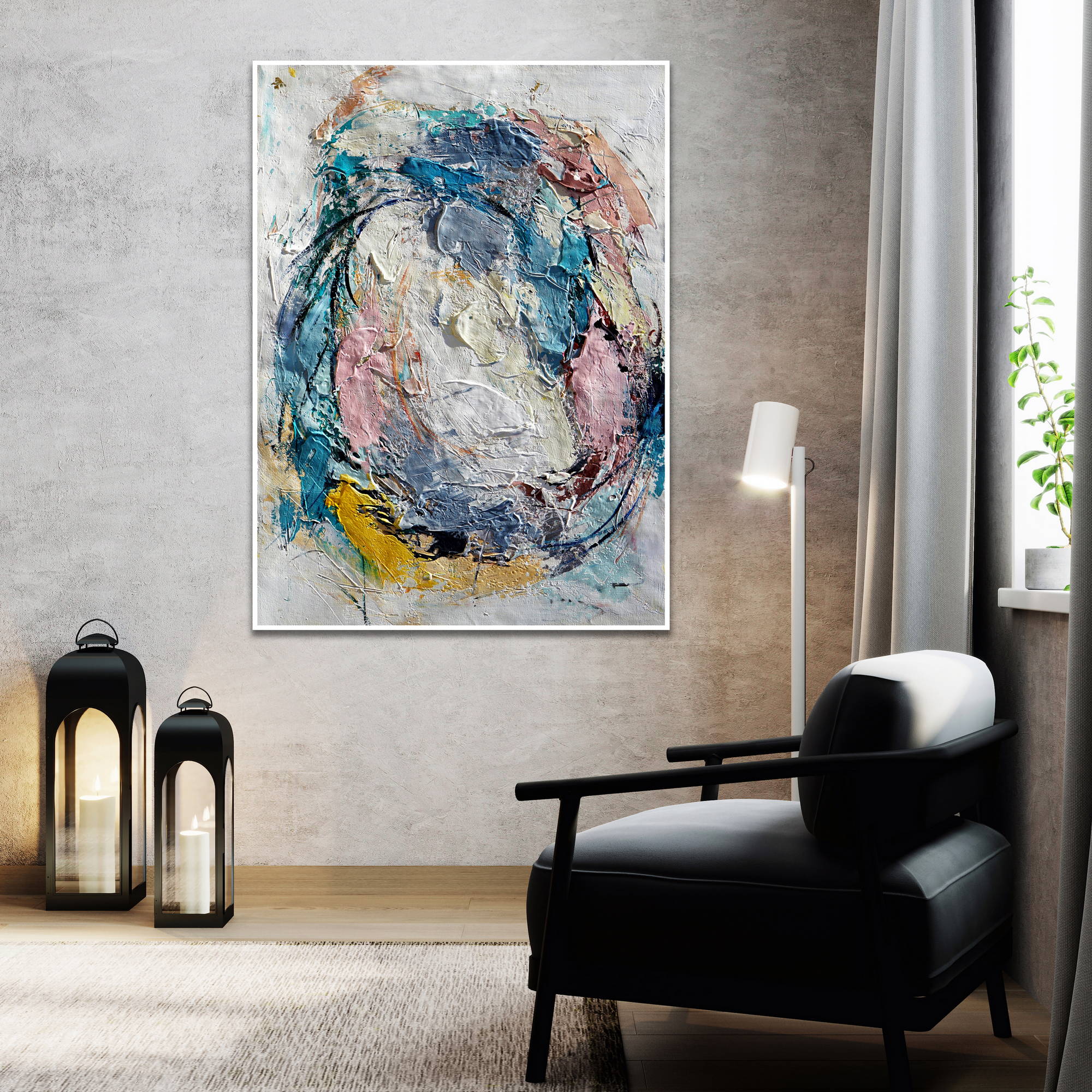 Hand painted Abstract Composition 80x120cm