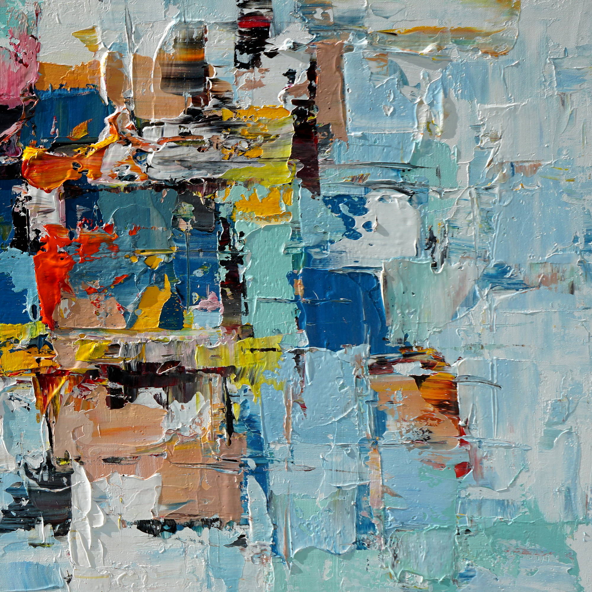 Composition abstraite peinte à la main 90x180cm