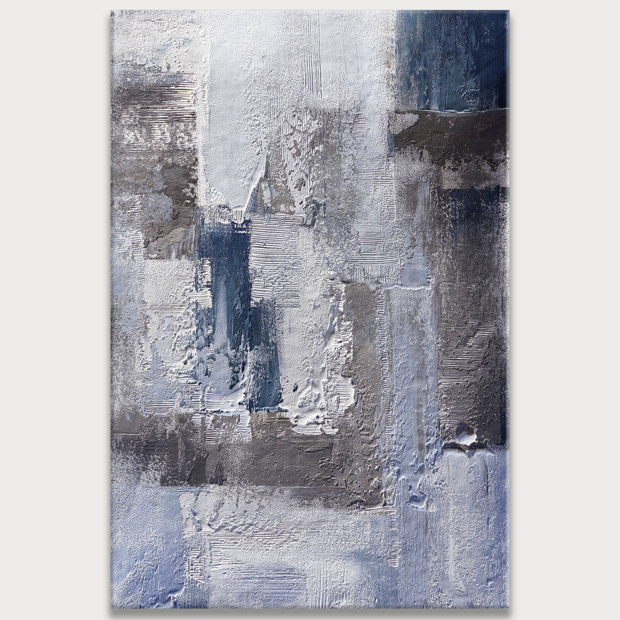 Hand painted Abstract composition in blue and gray 80x120cm