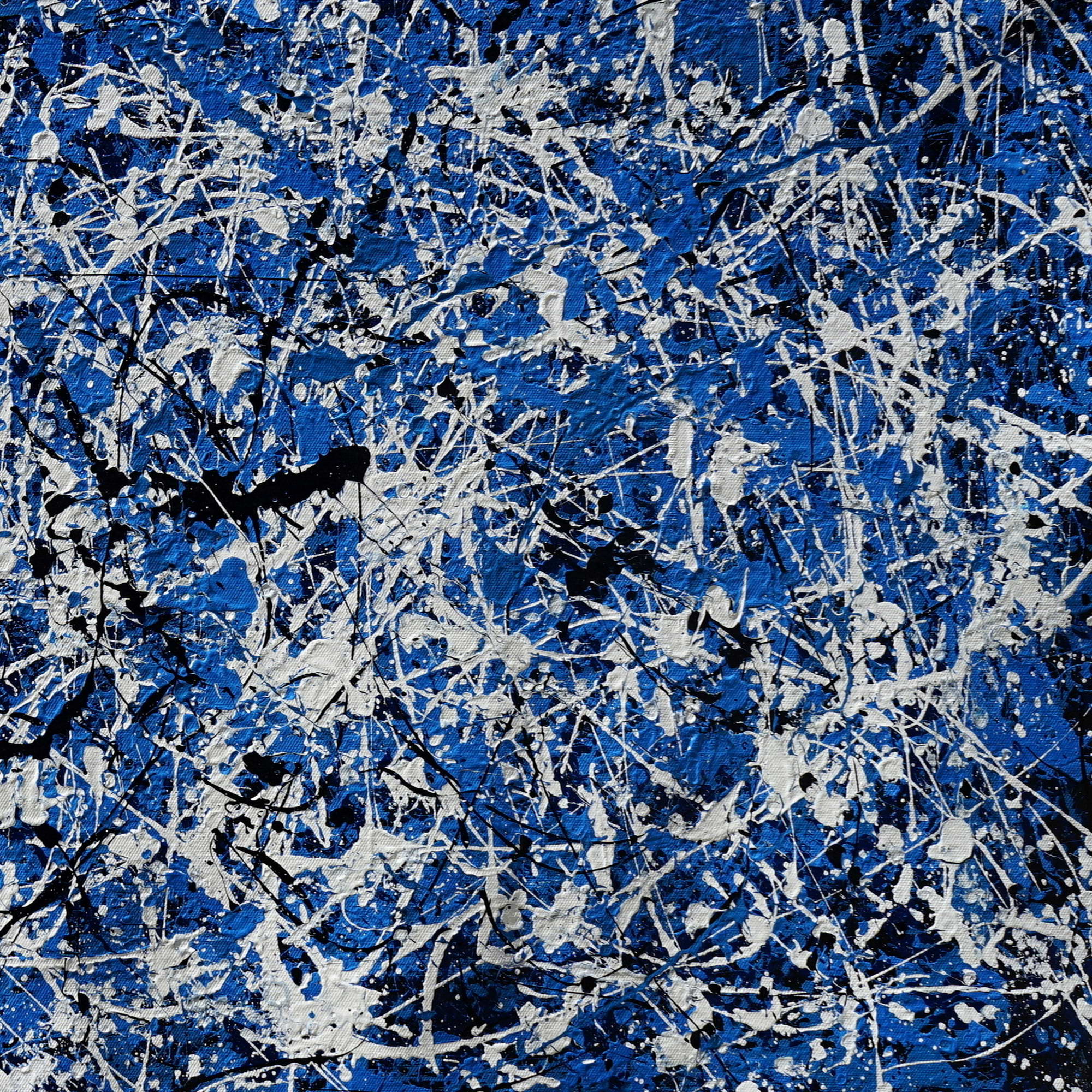 Composition abstraite peinte à la main dans le style Blue Pollock 75x150cm