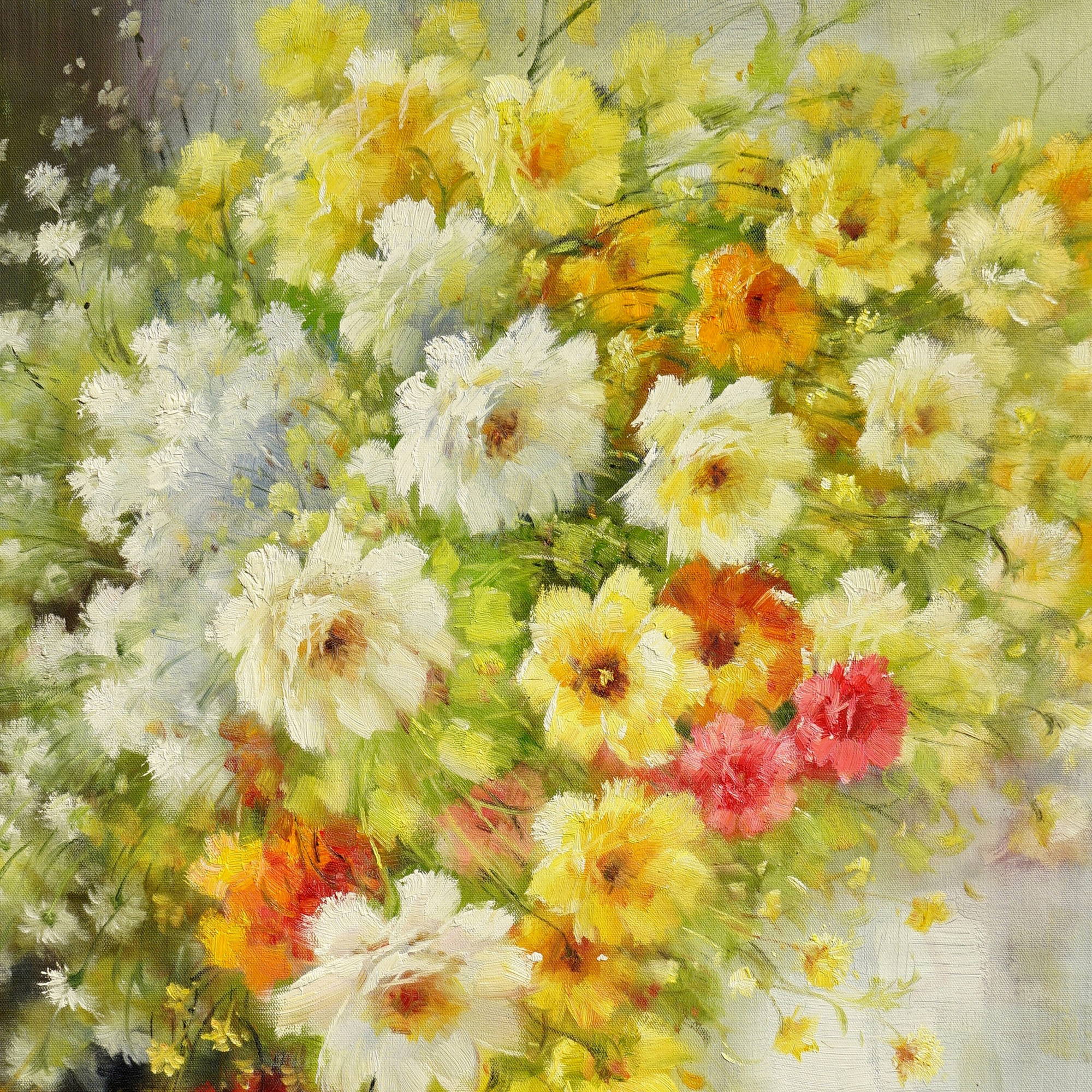 Composition florale peinte à la main 80x120cm