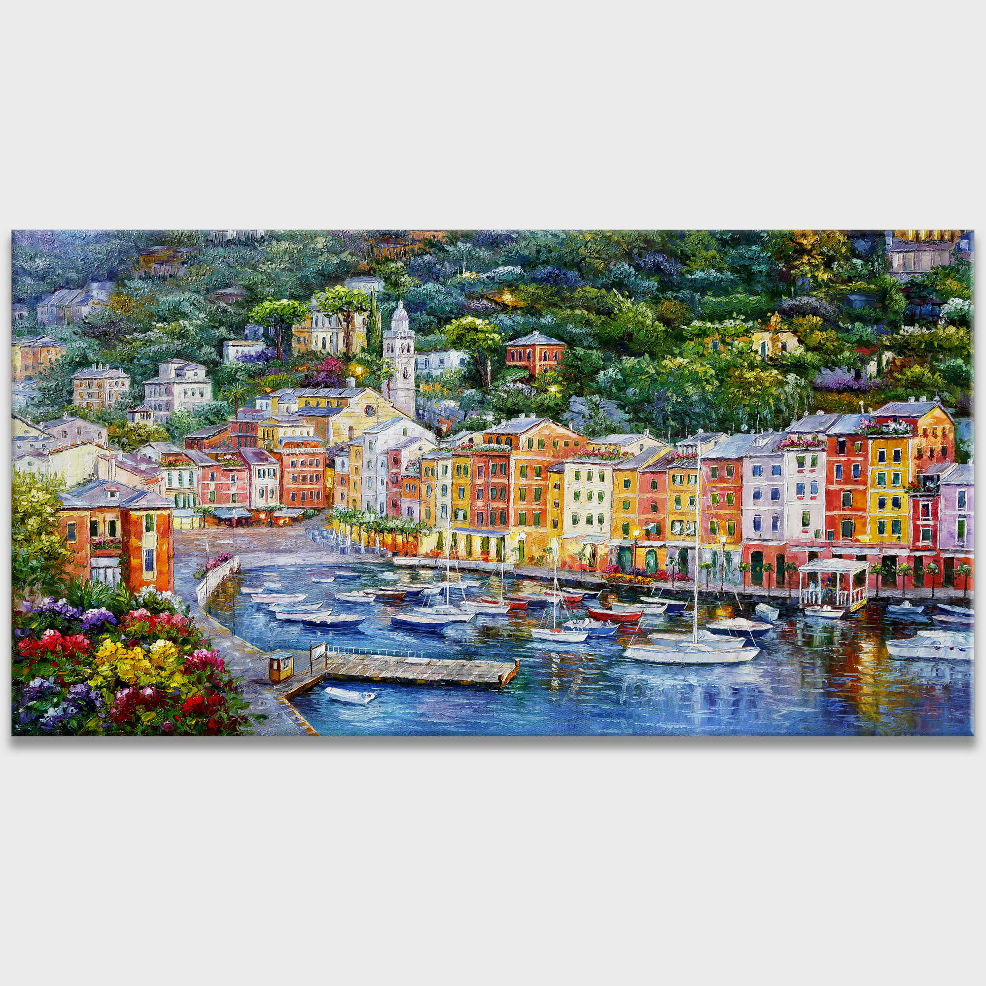 Hand painted Italian coast Portofino 75x150cm