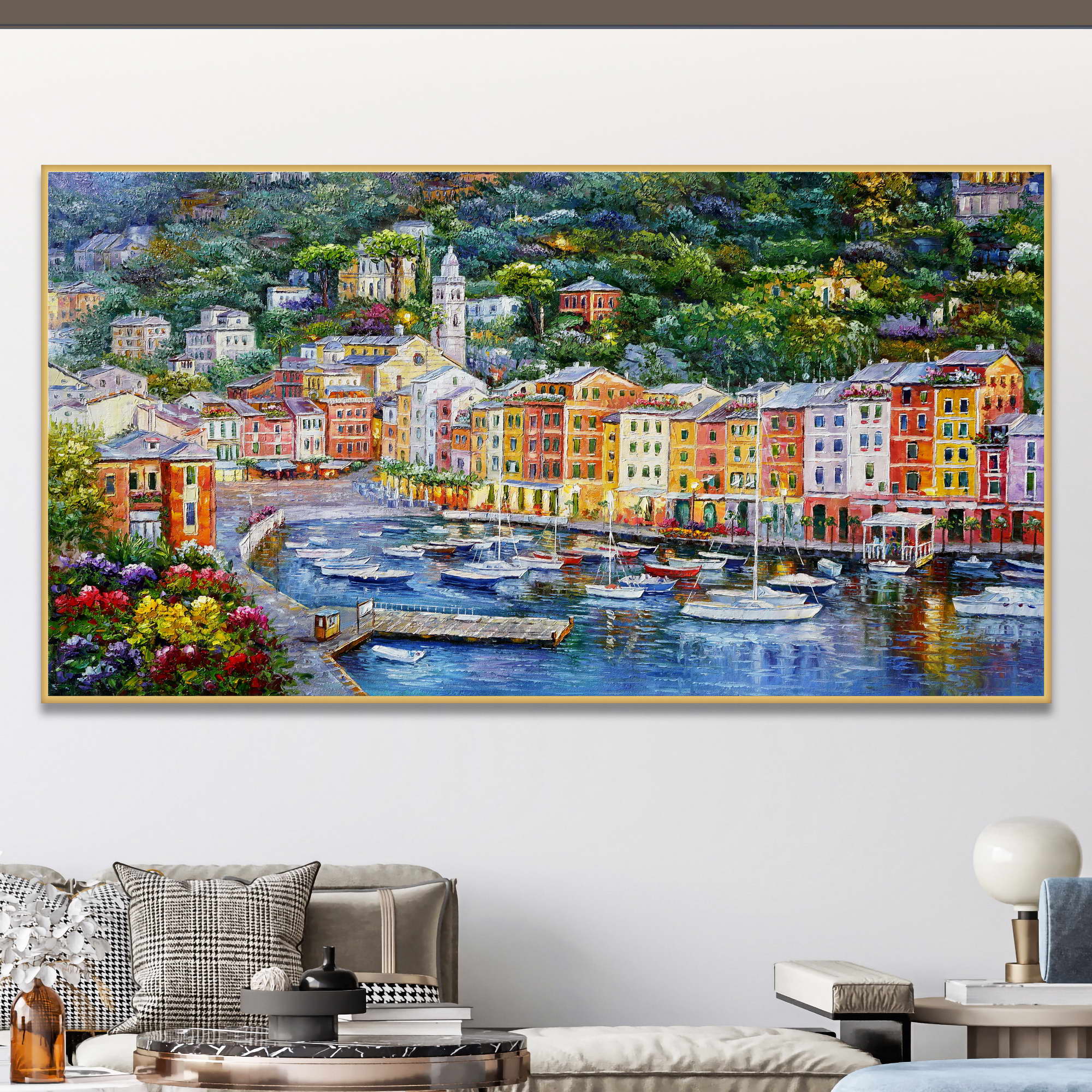 Dipinto a mano Costa italiana Portofino