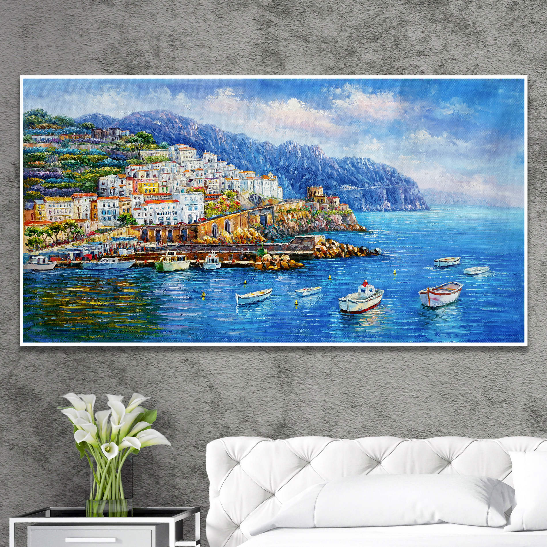 Dipinto a mano Costiera Amalfitana Amalfi 60x120cm