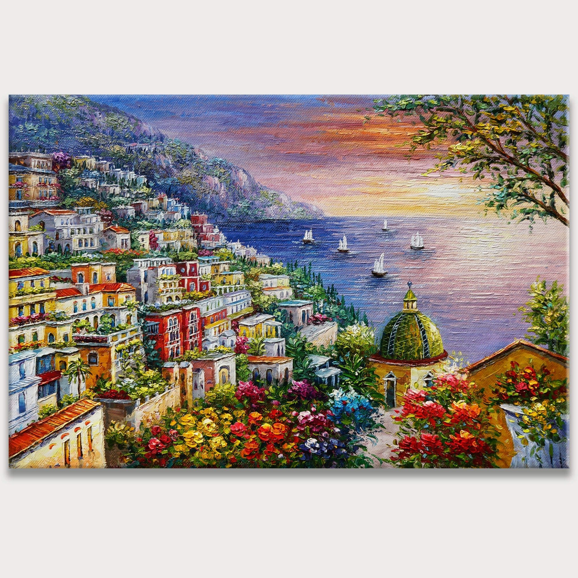 Hand painted Amalfi Coast Positano 60x90cm