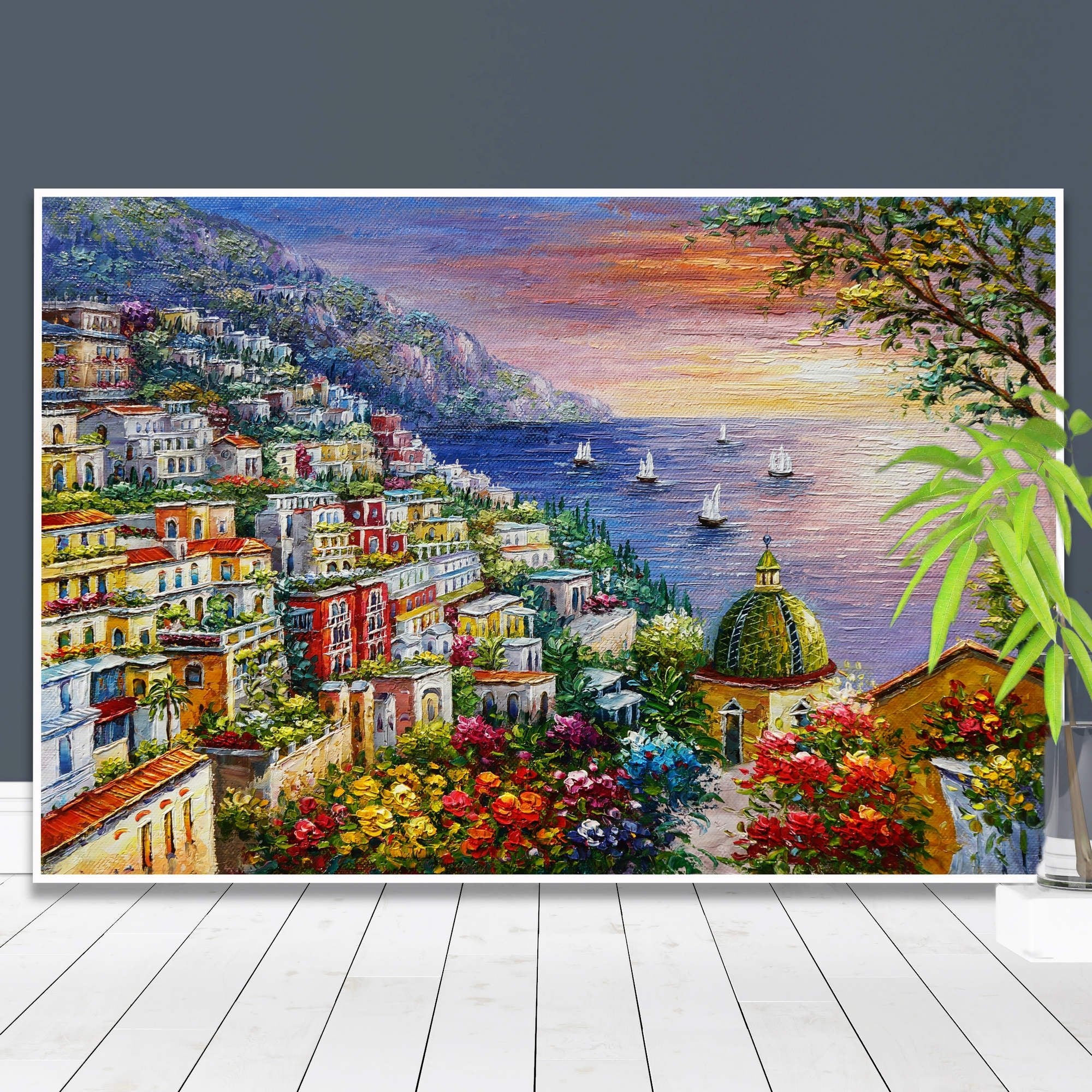 Dipinto della pittoresca costiera amalfitana a Positano