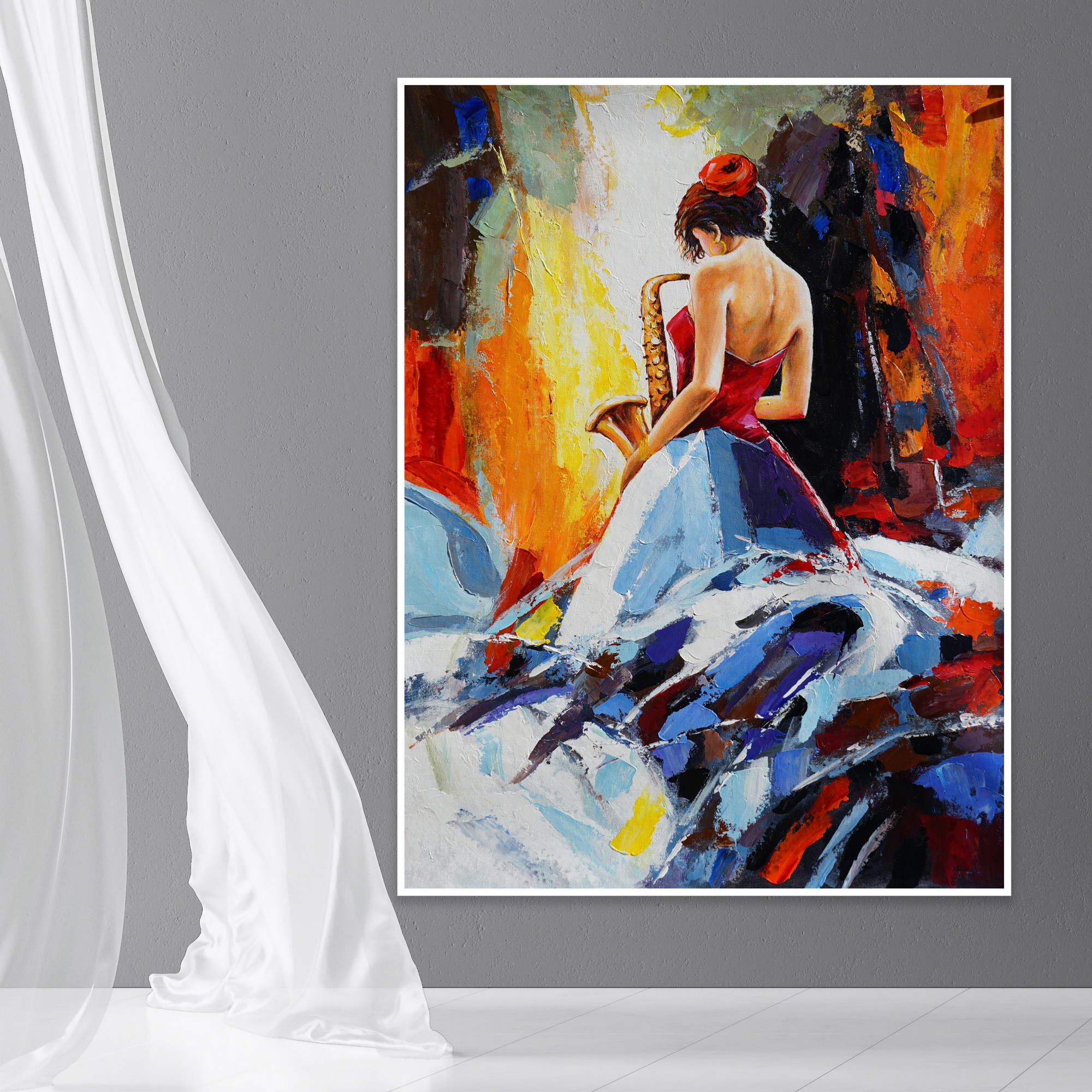 Hand painted Dancer in Red 75x100cm