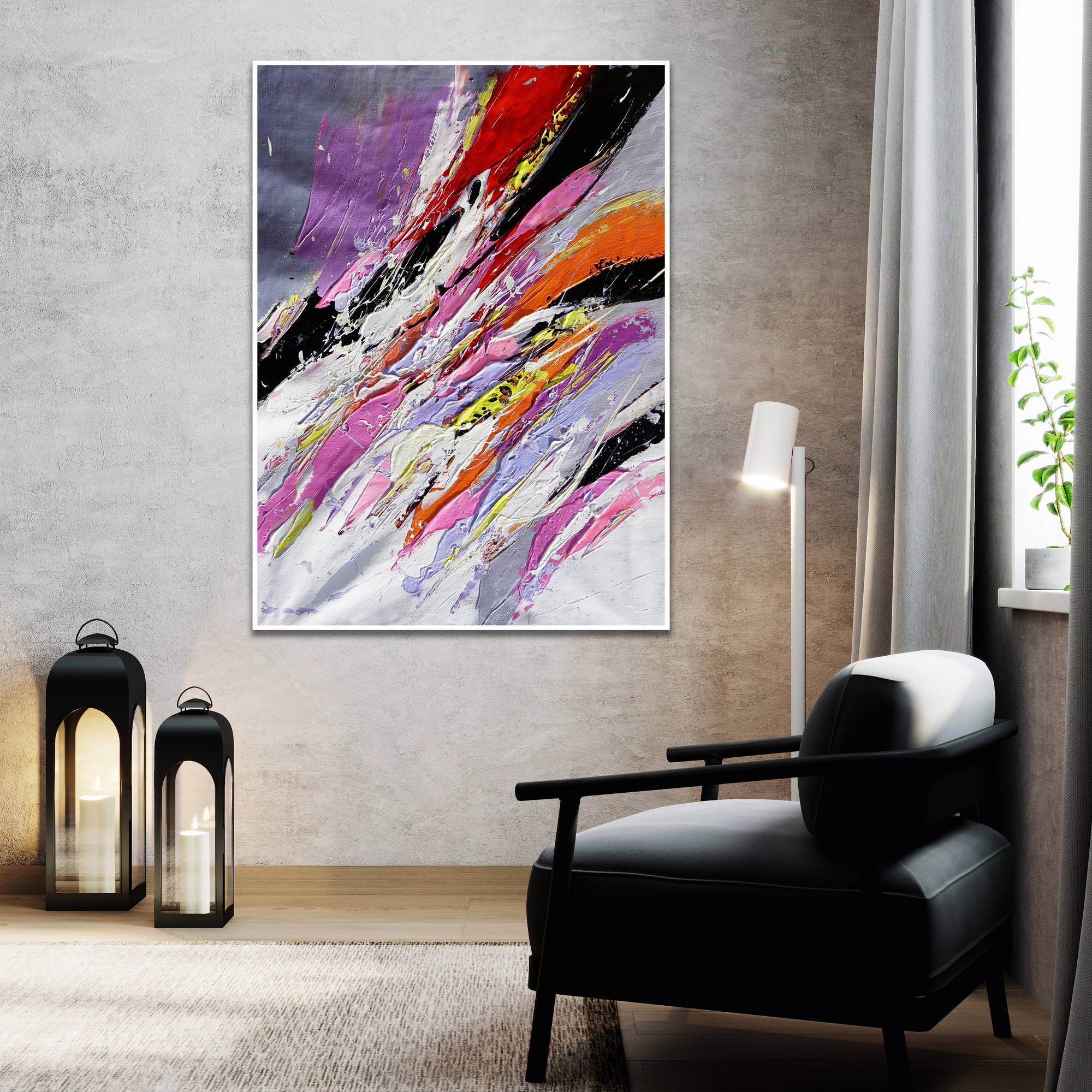 Hand painted Color Explosion 80x120cm