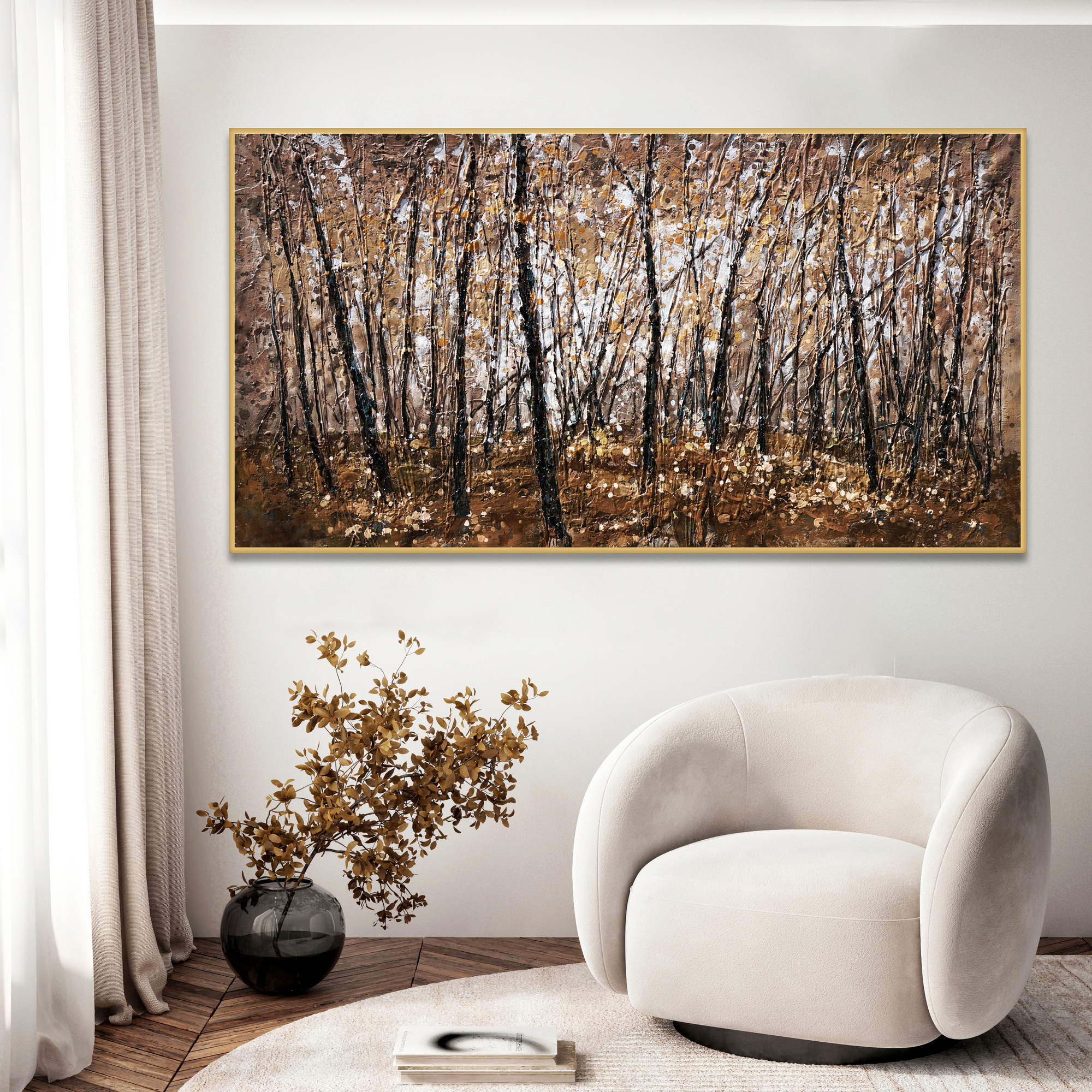 Hand painted Autumn Forest 90x180cm