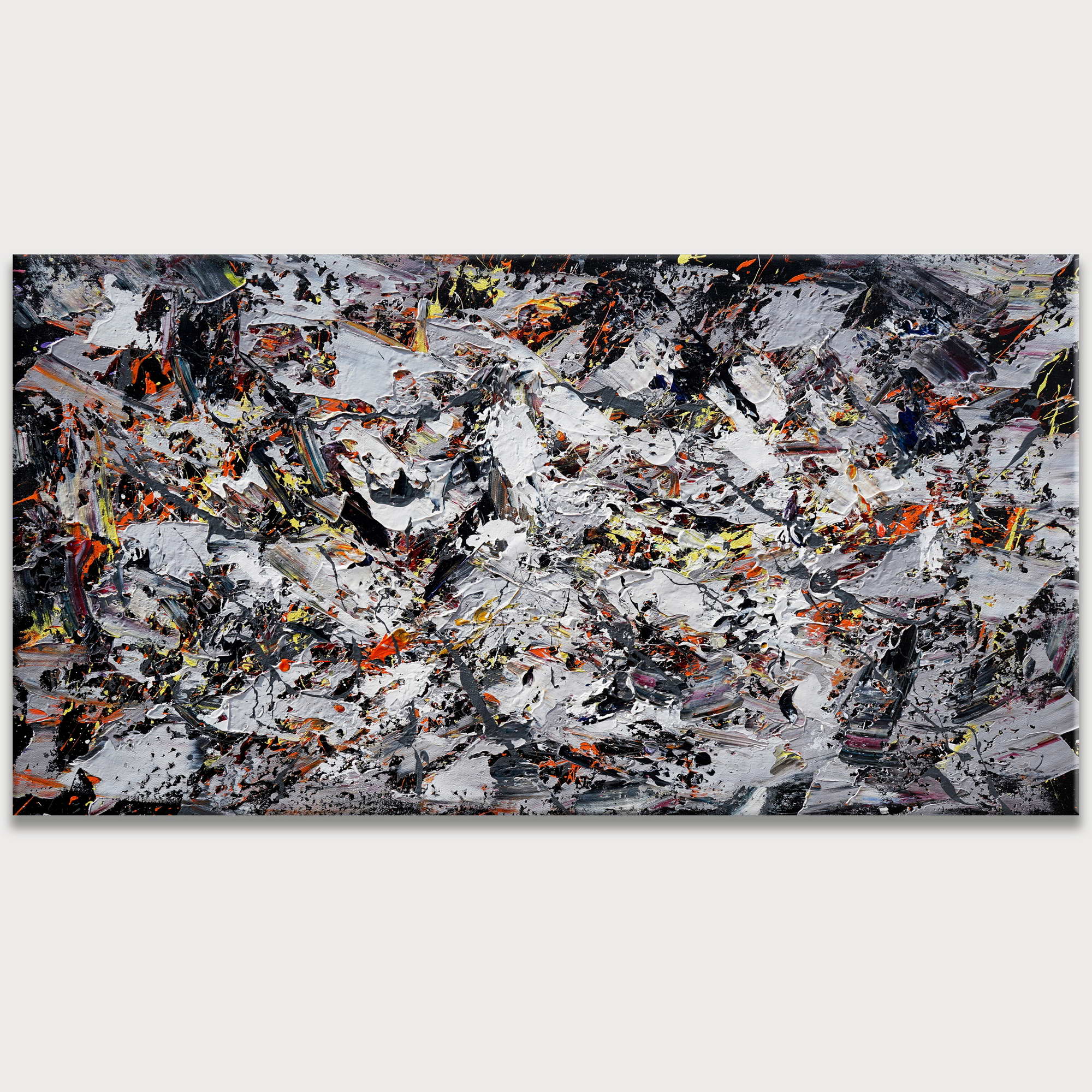Entrelacs de couleurs style Pollock peint à la main 75x150cm
