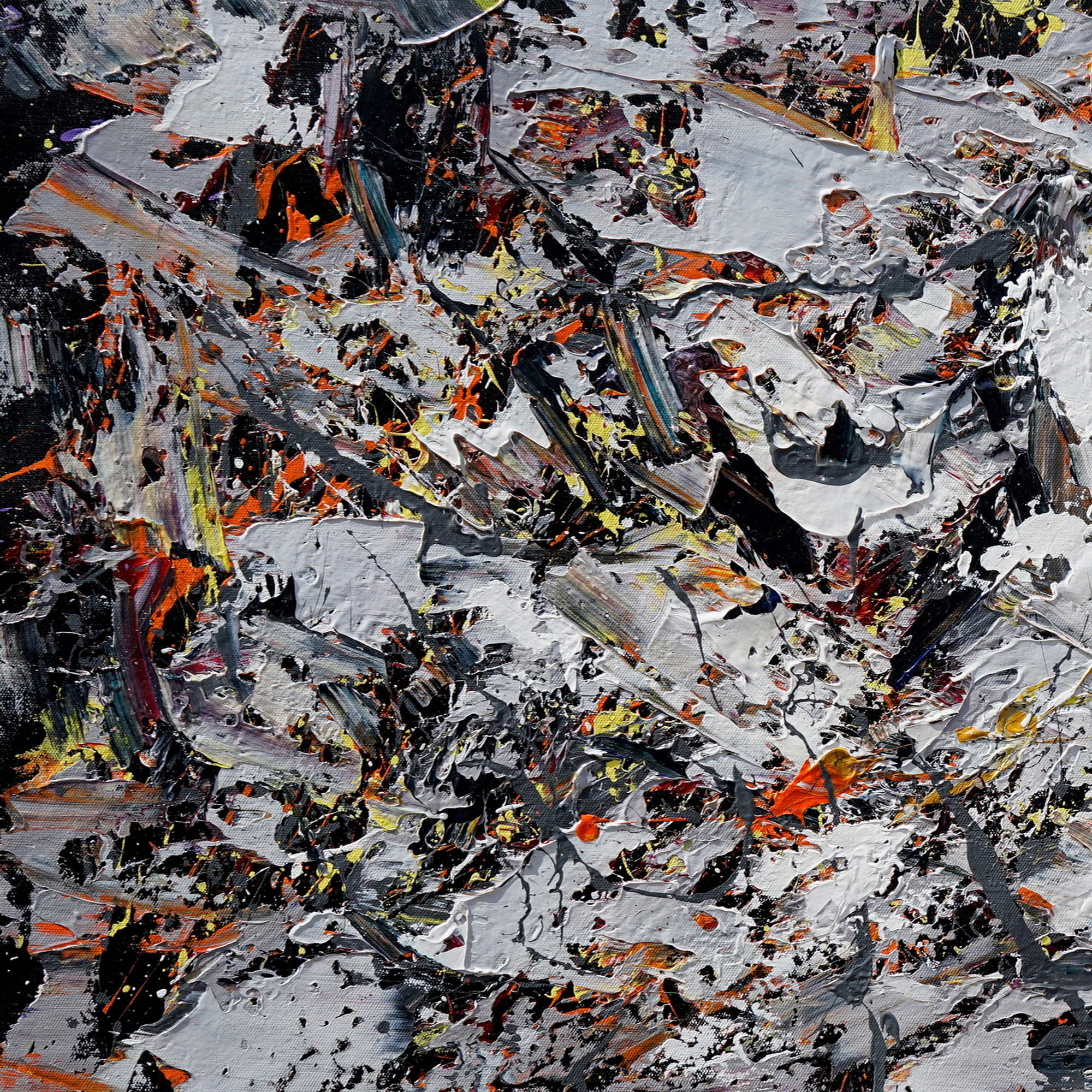 Entrelacs de couleurs style Pollock peint à la main 75x150cm