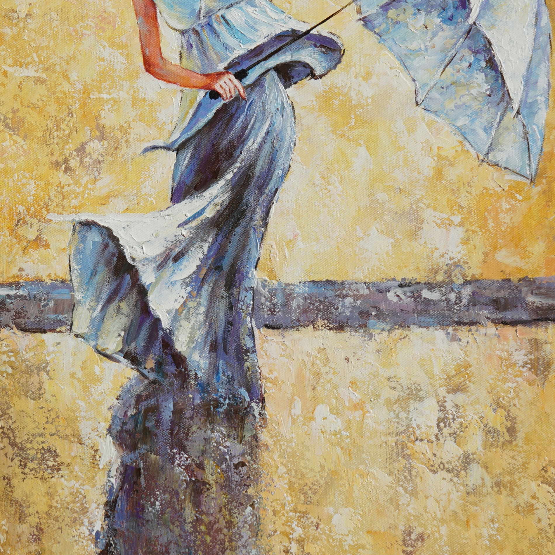 Dipinto a mano La Donna con l'Ombrello 50x70cm