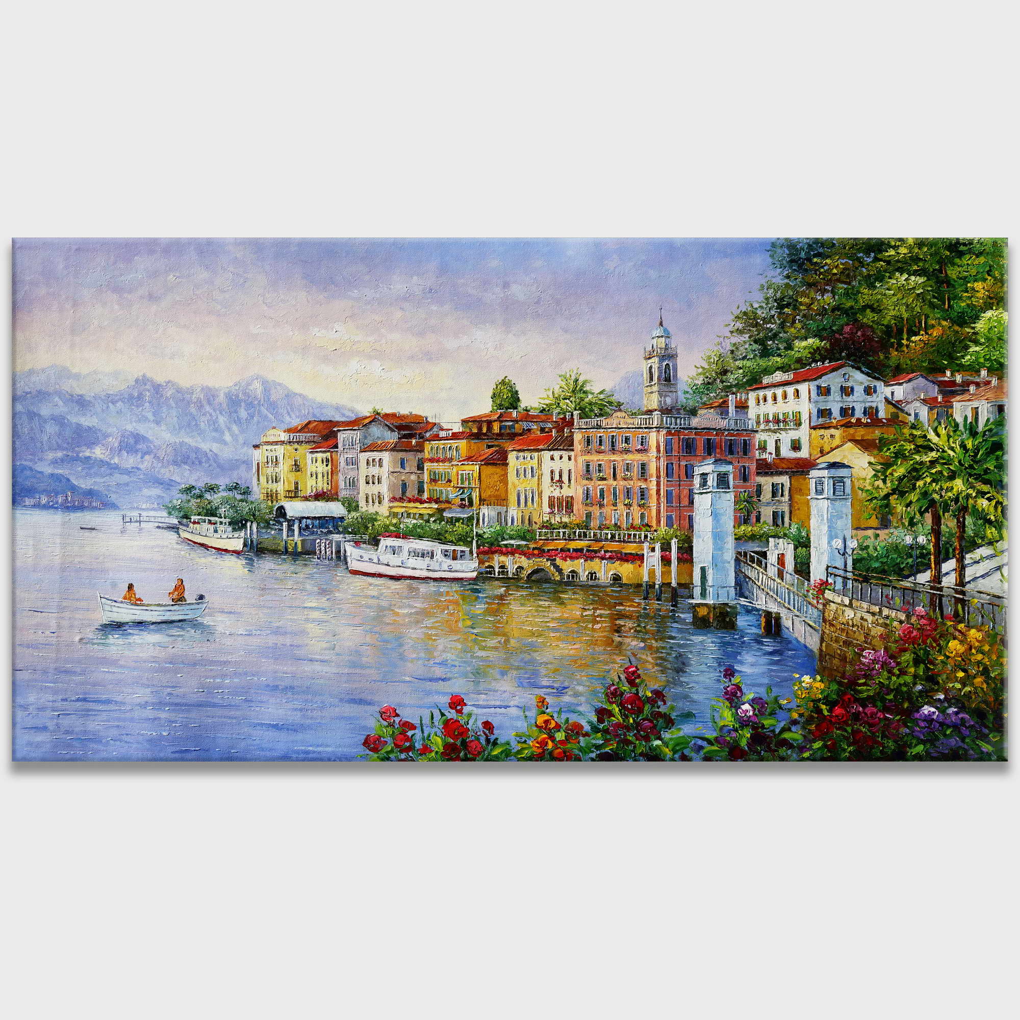 Hand painted Lake Como Varenna 75x150cm