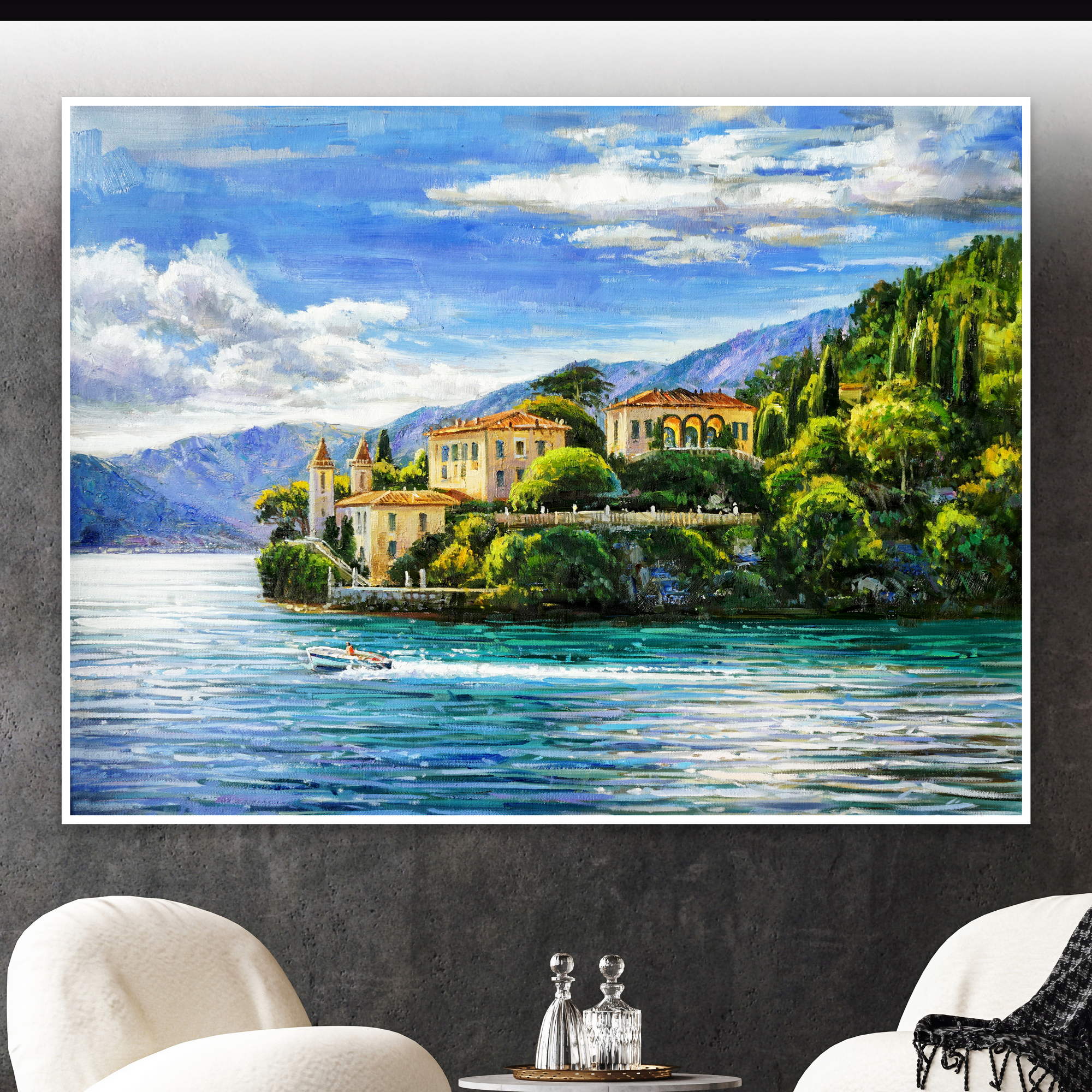 Dipinto della famosa Villa del Balbianello sul lago di Como