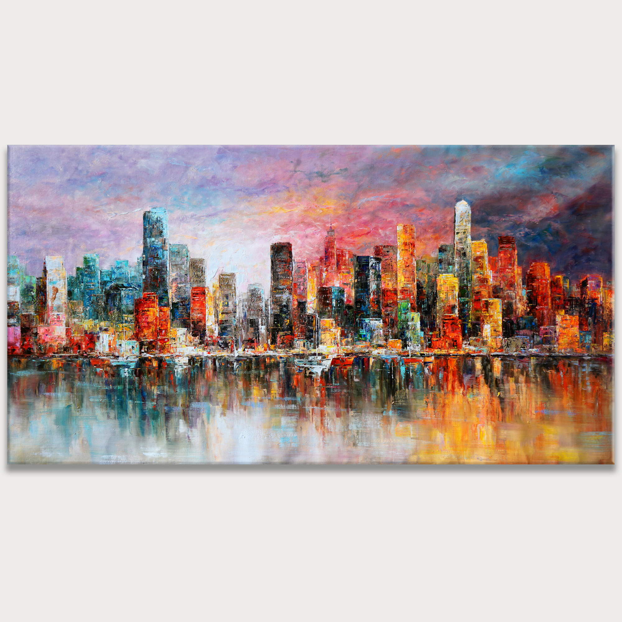 Réflexions Metropolis New York peintes à la main 100x200cm