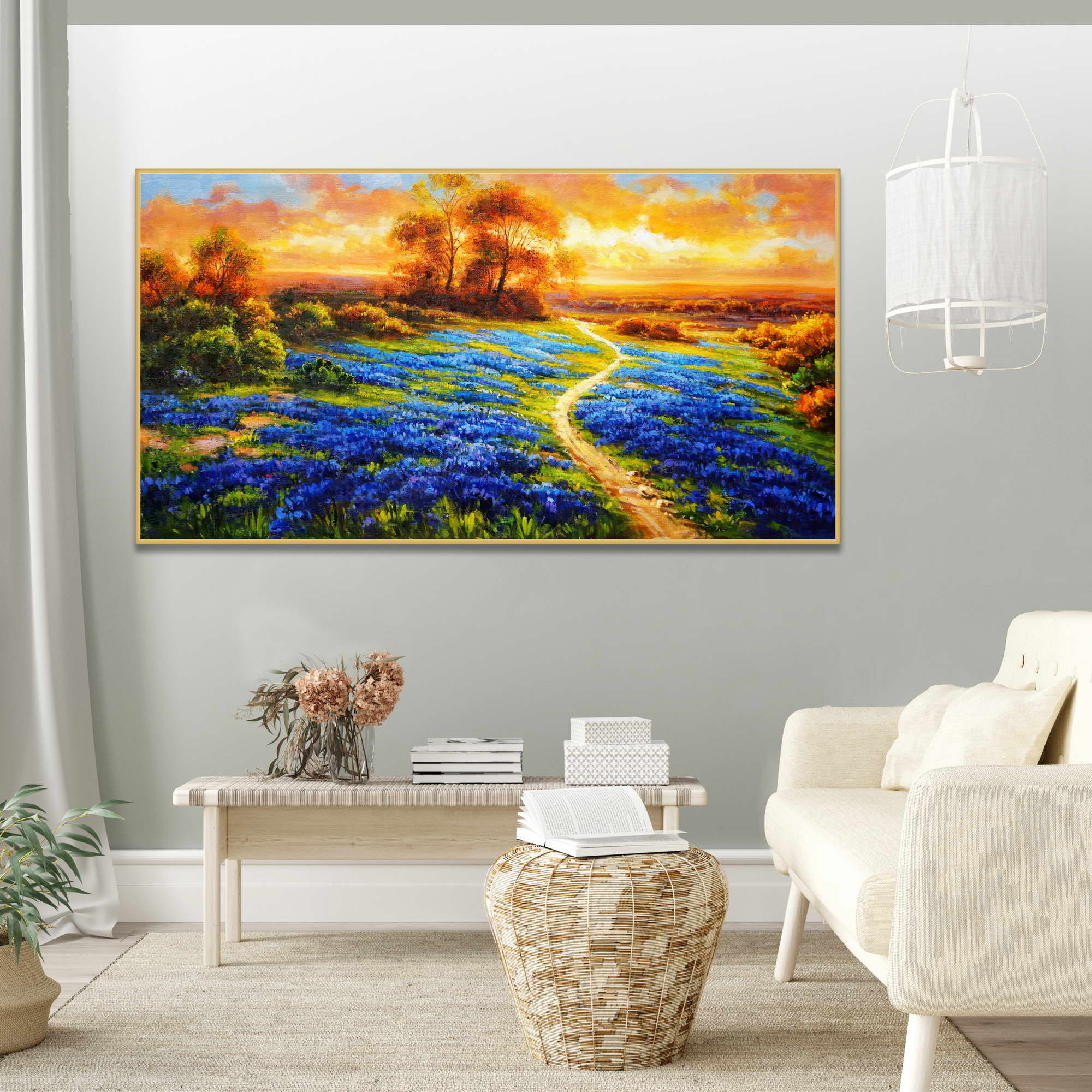 Hand painted Sunset Landscape 75x150cm