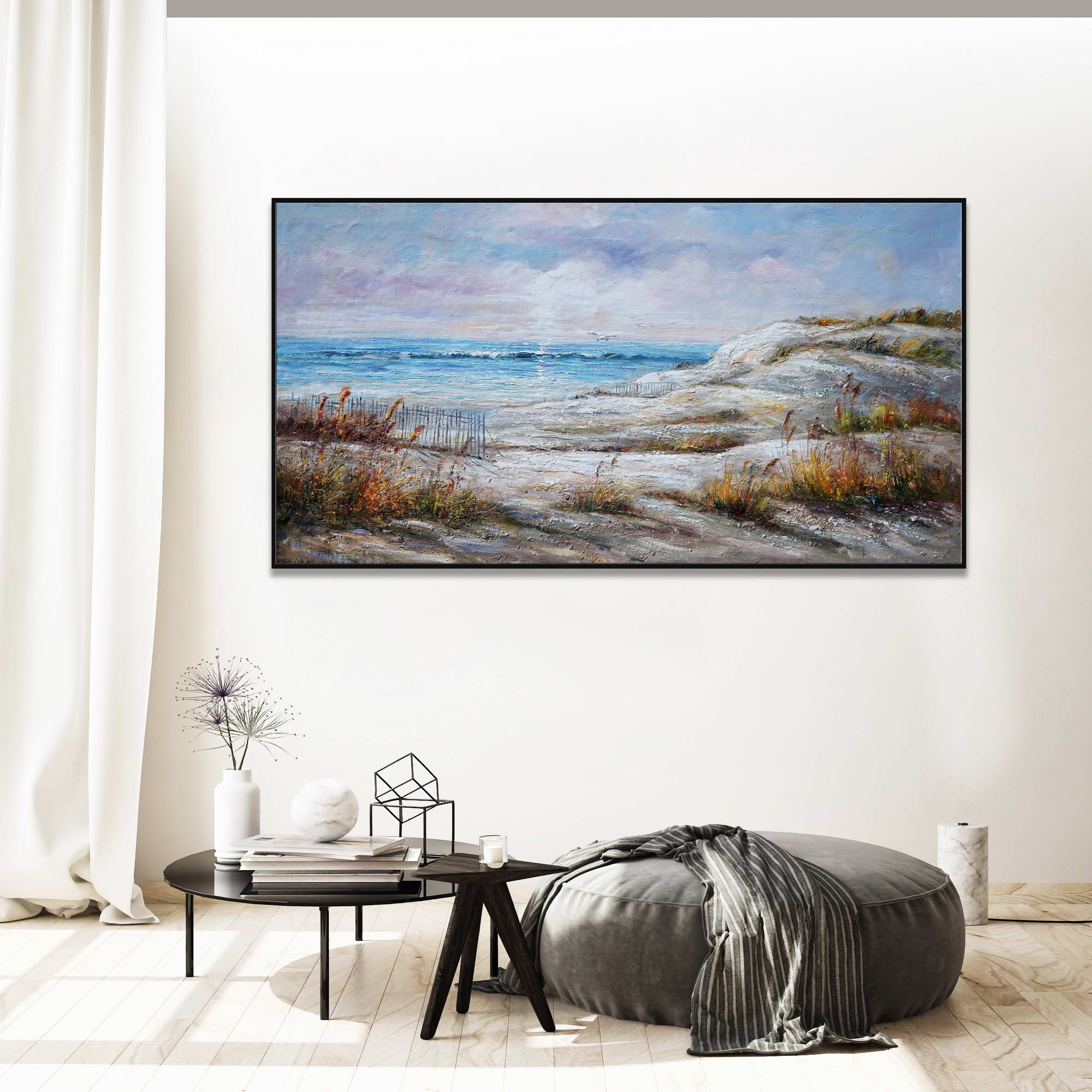 Paysage marin peint à la main Dunes de sable 75x150cm