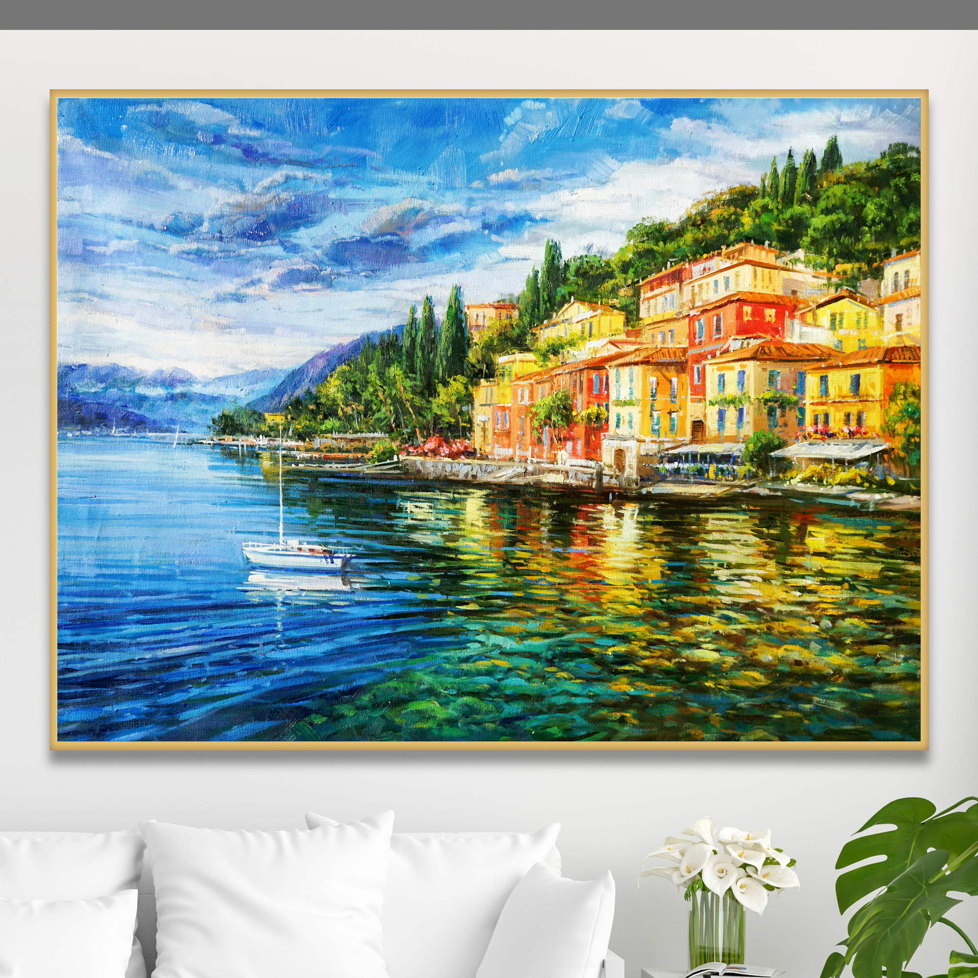 Dipinto del paesino di Varenna sul lago di Como
