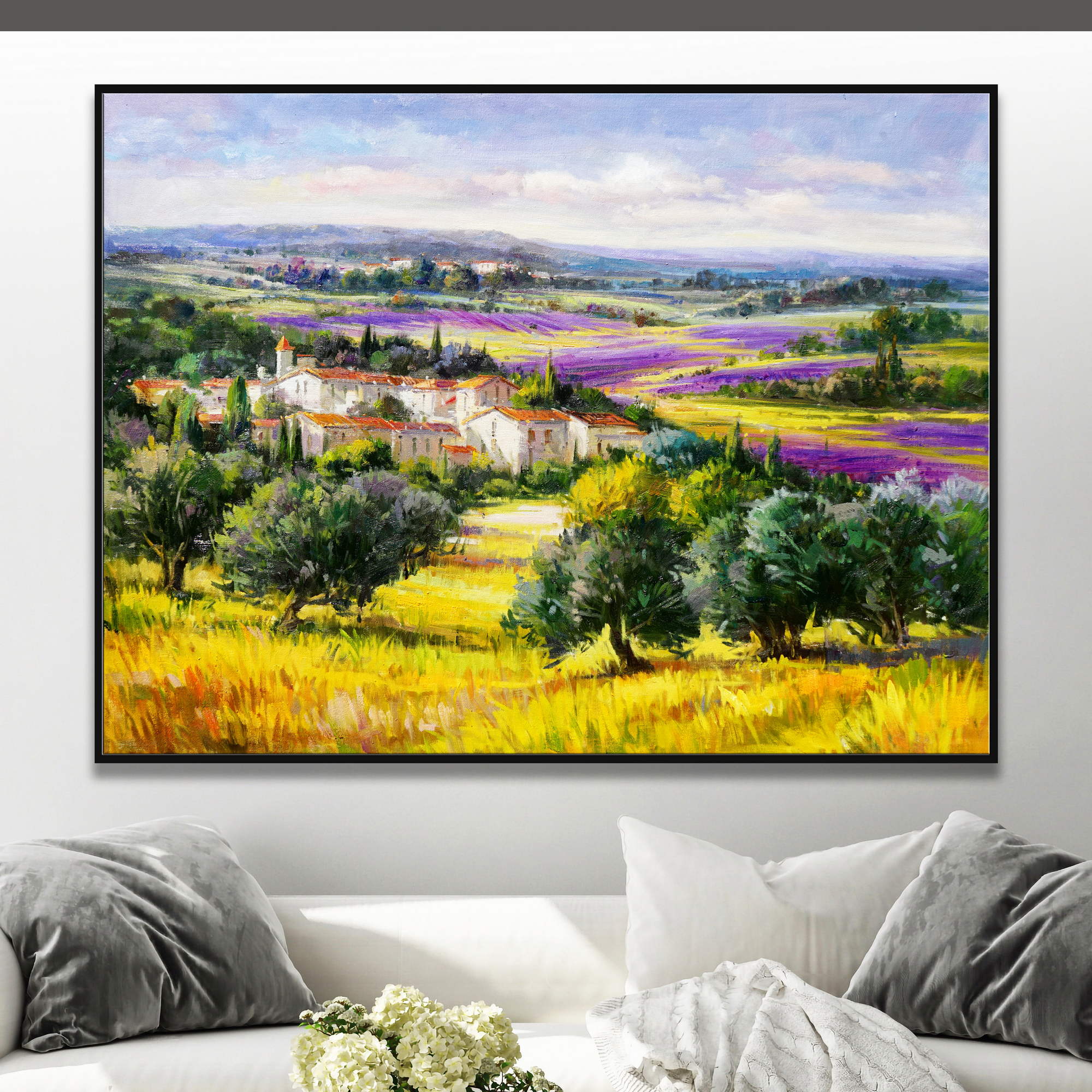 Hand painted Provence Lavender Landscape 75x100cm